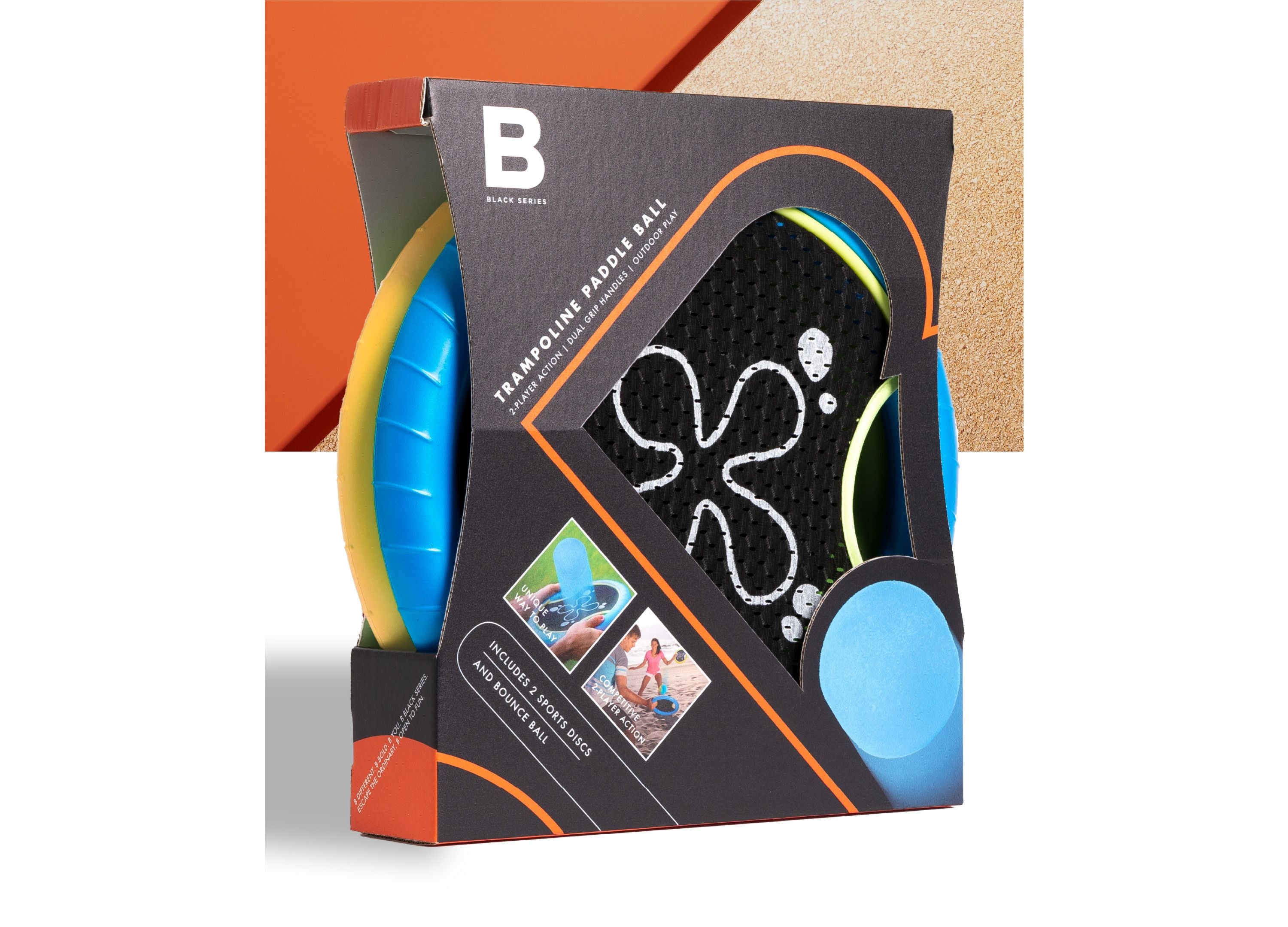 Black Series Trampoline Paddle & Flying Disc Set - 2-in-1 Outdoor Sports Game for Kids & Adults - Perfect for Backyard, Beach, Park Fun and Family Gatherings