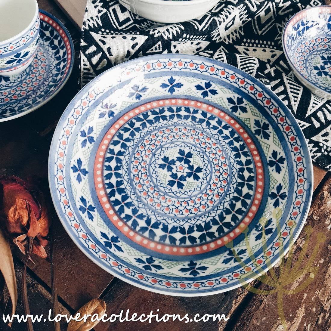 Awasaka Japan Blue Four Leaves Tea & Dinnerware Set - Premium Japanese Ceramic Tableware for Tea & Dining - Perfect for Home, Restaurants & Gifts