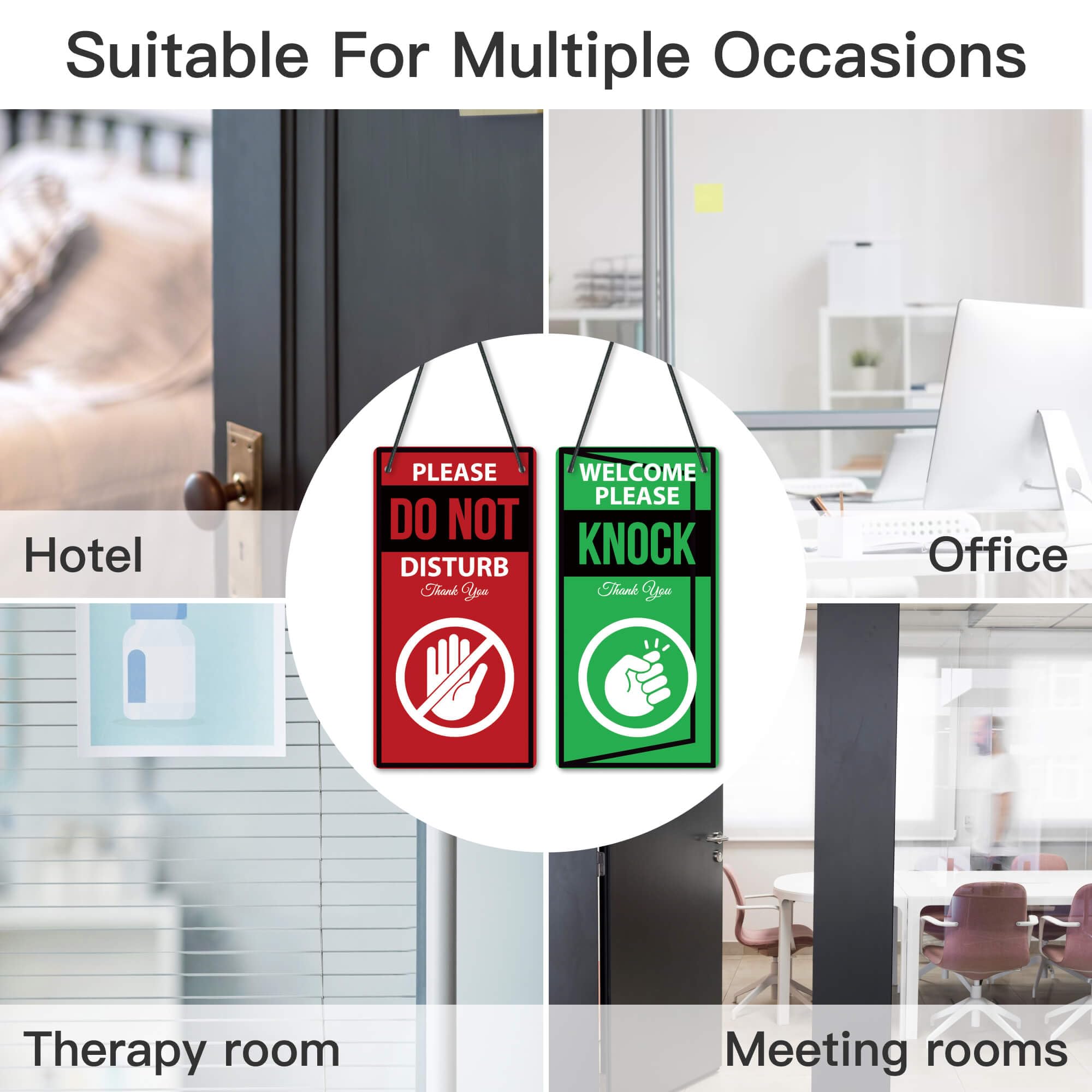 Double Sided Reversible Do Not Disturb Sign for Office Door - 10x5 Inches PVC Door Hanger for Therapists, Clinics & Treatment Rooms - Welcome Please Knock Sign for Privacy & Professional Spaces