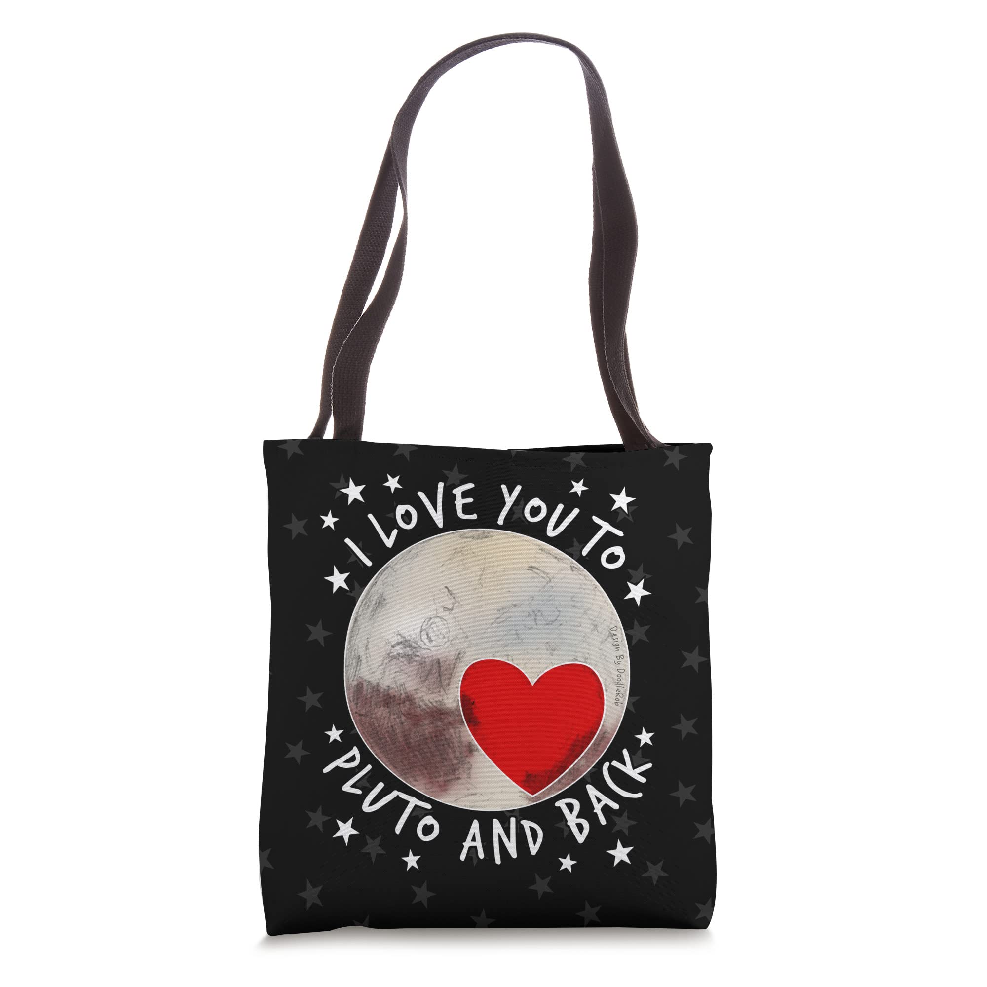 I Love You To Pluto and Back Heart Space Planets Tote Bag - Perfect for Anniversary Gifts, Couple Date Nights & Romantic Getaways