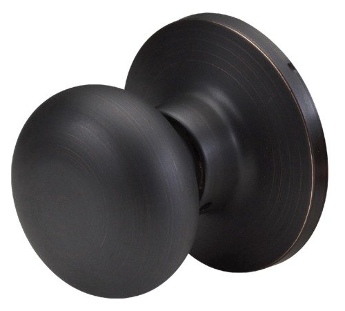 Master Lock BCO0512P Aged Bronze Biscuit Series Single Dummy Door Knob - Vintage Style Interior Door Hardware for Bedroom, Bathroom & Closet Security (Dummy Function)