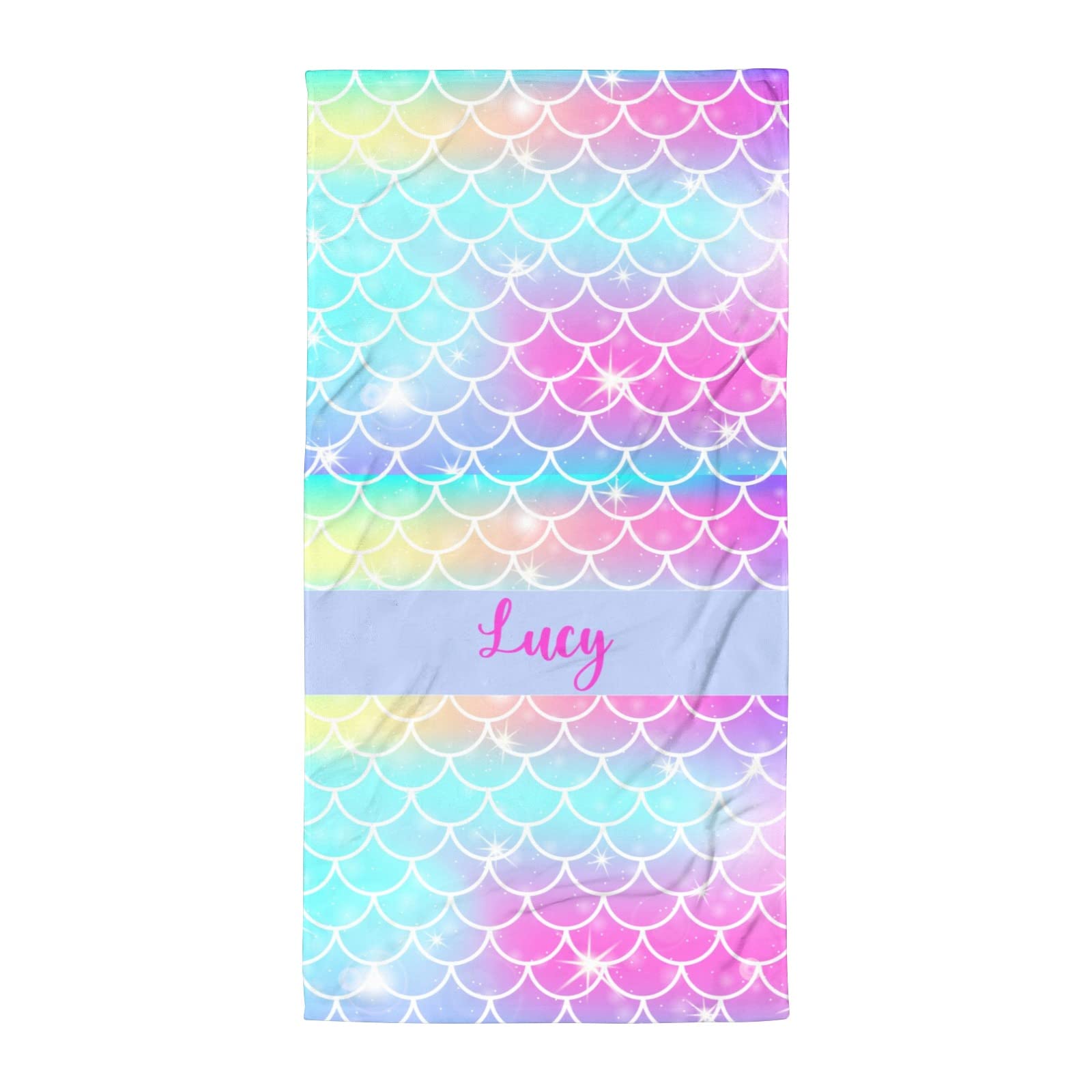 Custom Personalized Mermaid Beach Towels for Kids & Girls - Quick Dry Microfiber with Name (Fish Scales Design) - Perfect for Pool, Beach, Vacation & Summer Gifts