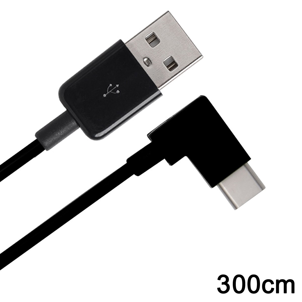Right Angle USB-C to USB 2.0 Cable 300cm for Tablet & Phone Charging