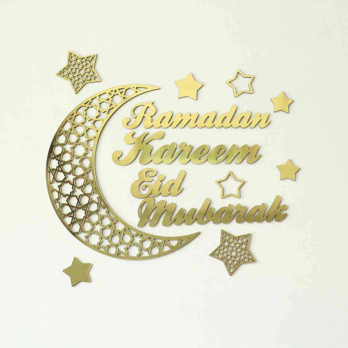 Ramadan Kareem Eid Mubarak Wooden Islamic Wall Art - Handcrafted Islamic Home Decor Gift for Muslim Families - Perfect for Ramadan Decorations & Eid Celebrations