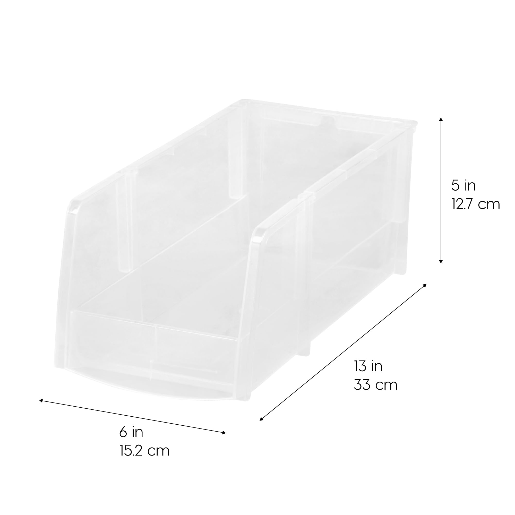 IRIS USA Clear Plastic Stackable Storage Bins - Large 4 Pack | Open Front Organizer Baskets for Fridge, Pantry, Kitchen, Closet & Bathroom | Perfect for Snacks, Cans, Office Supplies & Coffee Pods | Space-Saving Home & Office Organization Solution