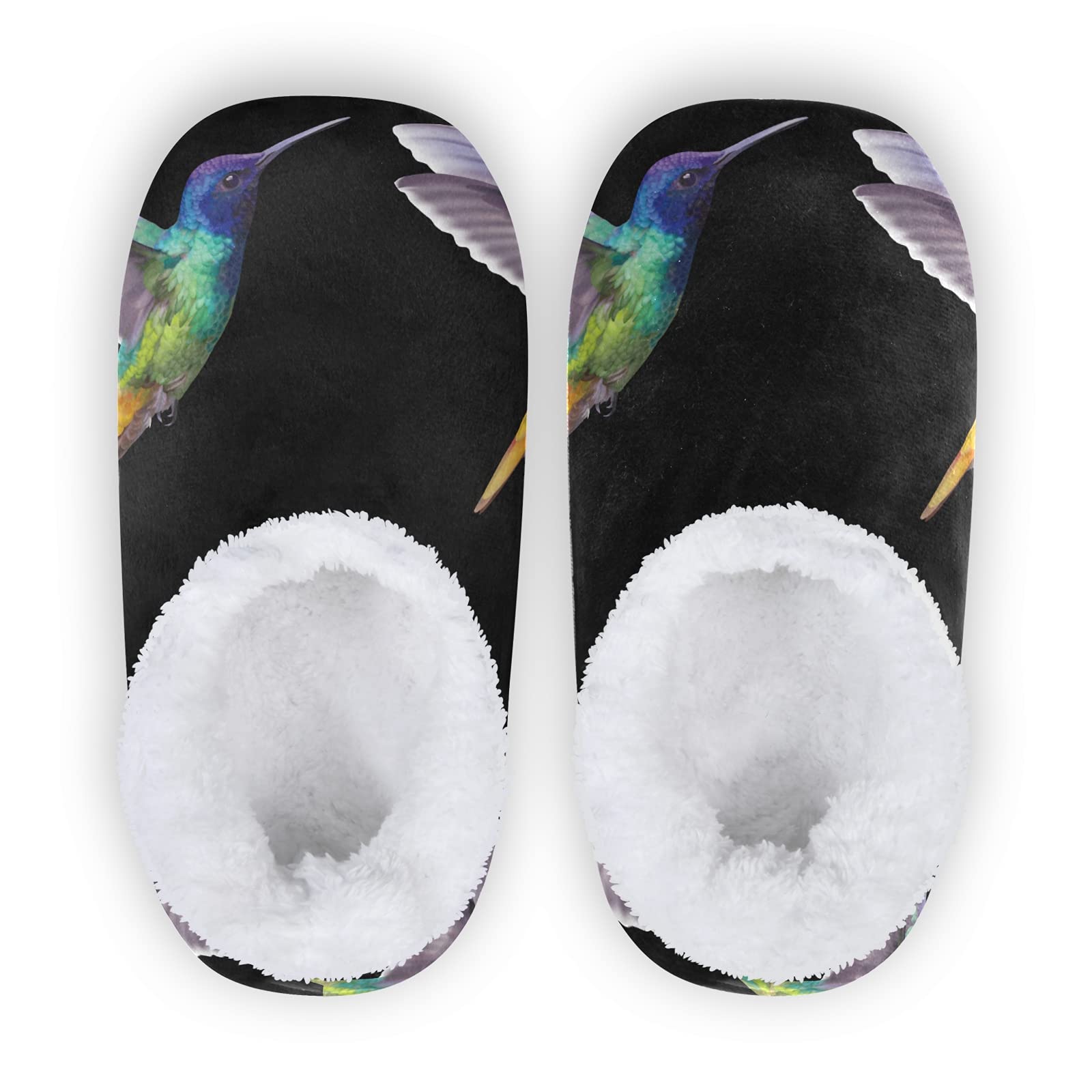 **Warm Winter House Slippers for Women & Men - Cozy Fleece Indoor Slippers with Hummingbird Design | Perfect for Home, Office & Relaxation**