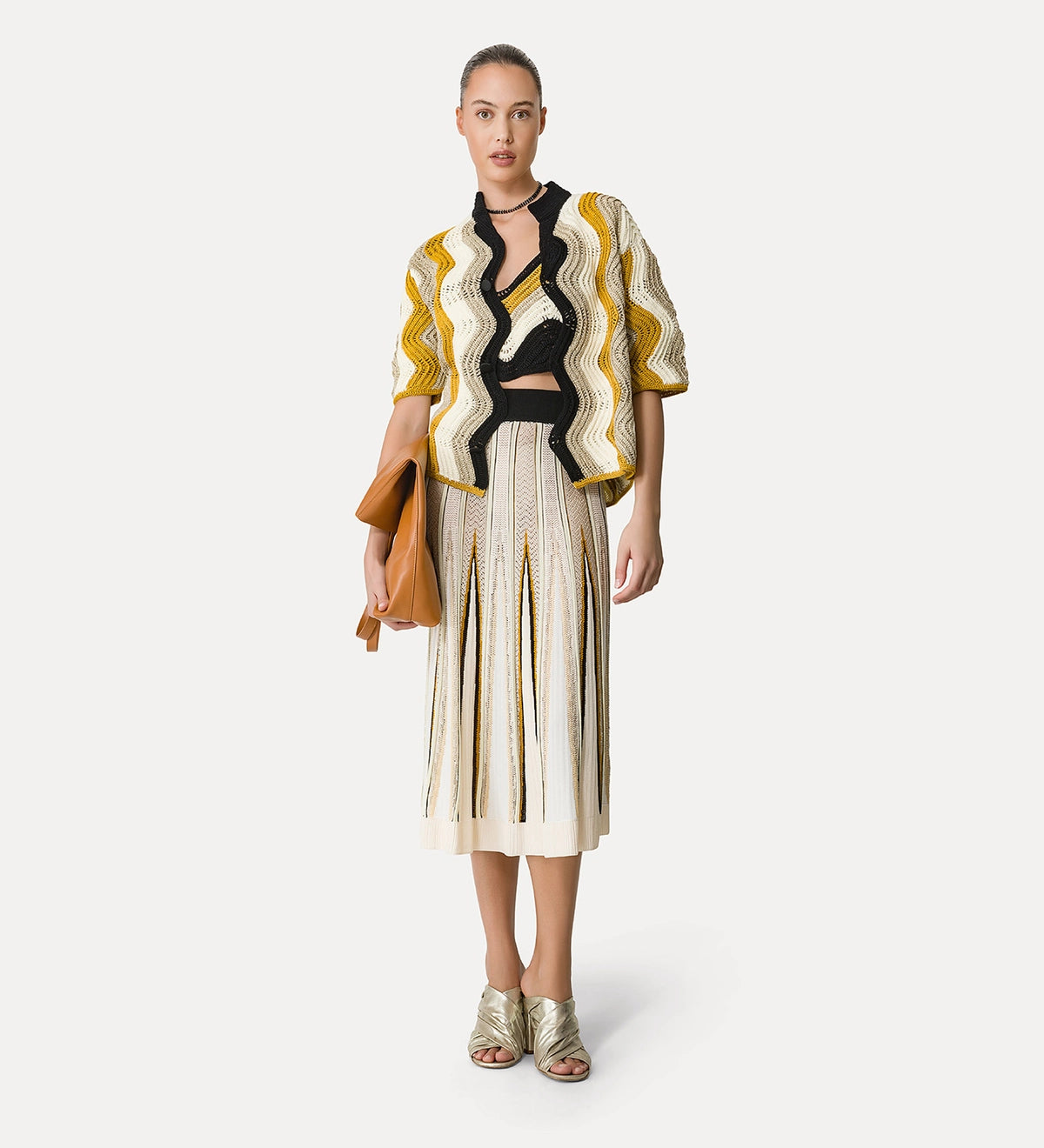 Chevron Stitch Skirt - Soft Bamboo Fabric A-Line Midi Skirt for Women | Comfortable & Stylish Summer Casual Wear for Outings & Beach Vacations