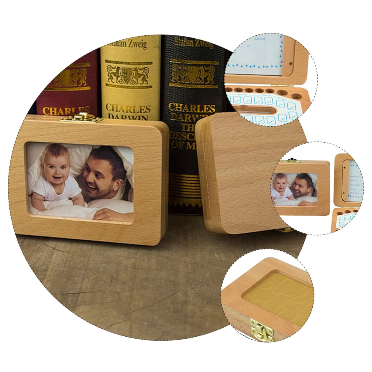 UPKOCH Baby Teeth Organizer Box - Wooden Keepsake Storage for First Tooth & Newborn Memories | Perfect Baby Shower Gift & Milestone Keeper