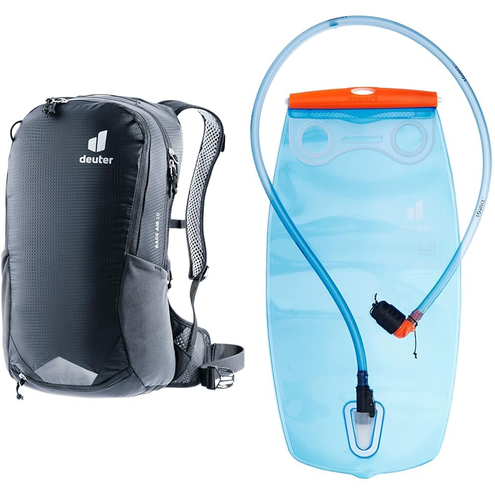 Deuter Race Air 10 Bike Backpack with 3.0 Hydration System - Lightweight Cycling Hydration Pack for Mountain Biking, Road Cycling & Outdoor Adventures - Black