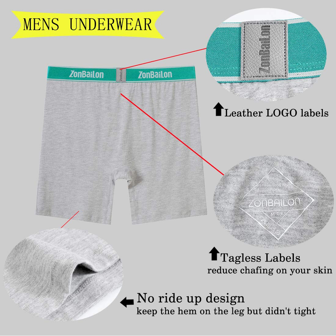 **ZONBAILON Men's Boxer Briefs with Open Fly & Bulge Pouch - Soft Cotton Underwear for Comfort & Support - Perfect for Daily Wear, Workout & Sleep**