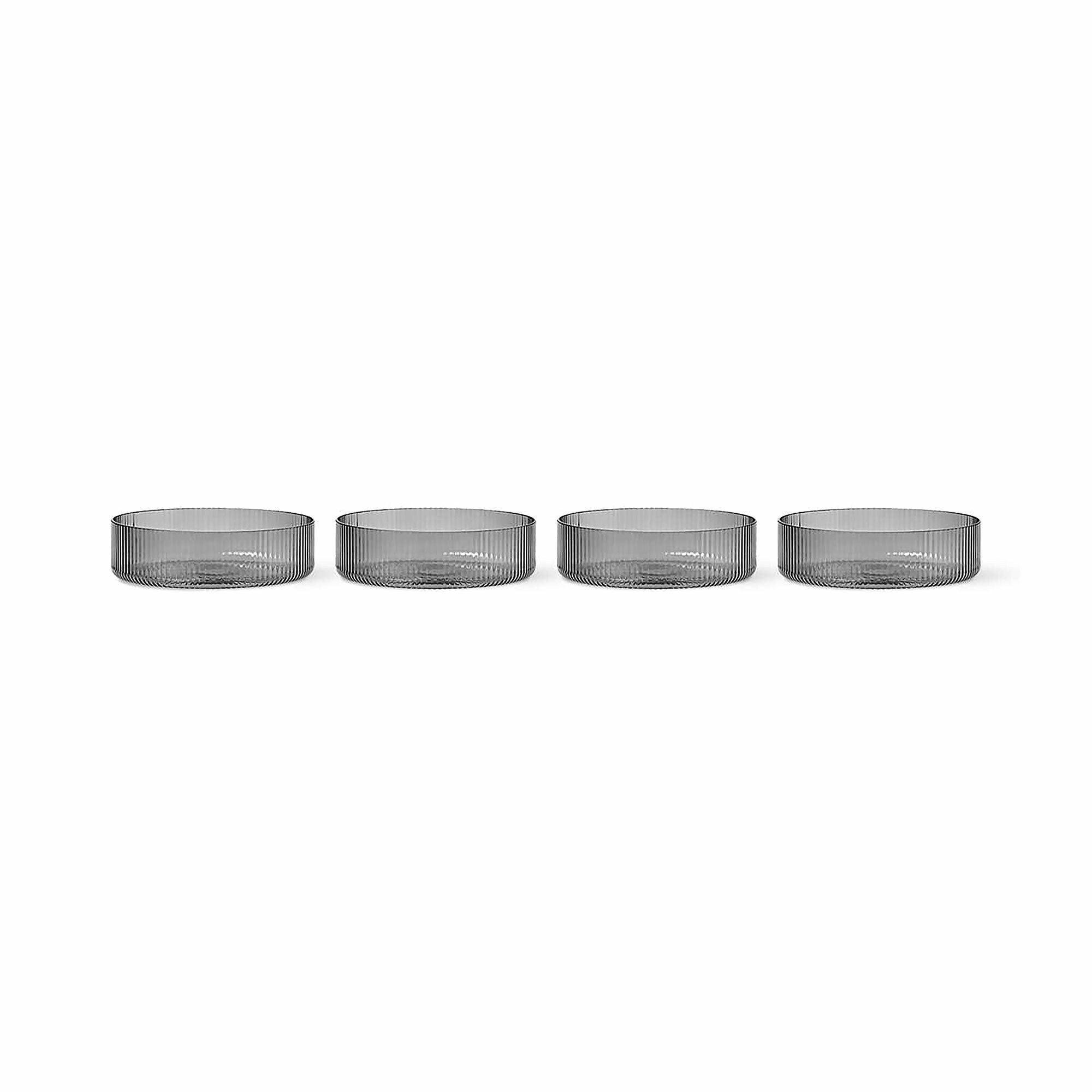 FERM LIVING Ripple Serving Bowls Set of 4 - Smoked Grey Ceramic Salad Bowls for Entertaining, Snacks & Desserts - Perfect for Dinner Parties, Picnics & Home Decor