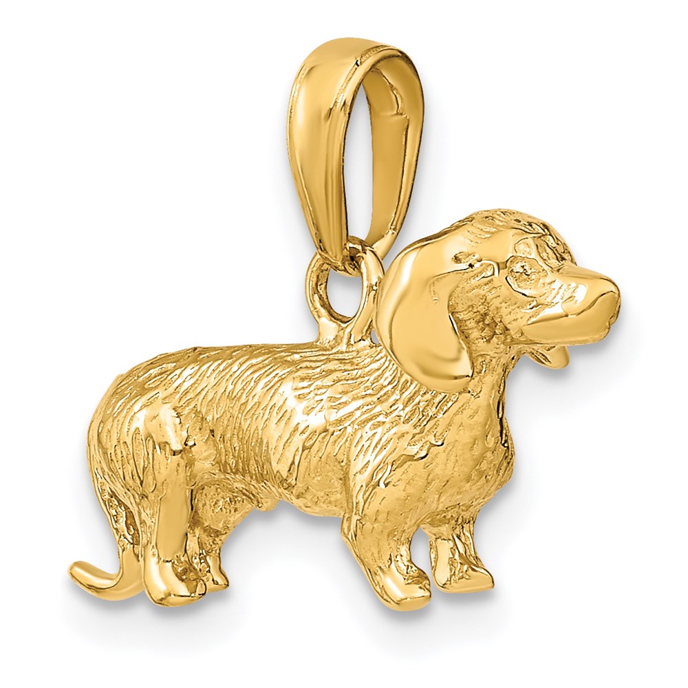 3D Gold Polished Wire Haired Dachshund Pendant Necklace - Elegant Dog Lover Jewelry Gift for Women (Perfect for Birthdays, Anniversaries & Pet Memorials)