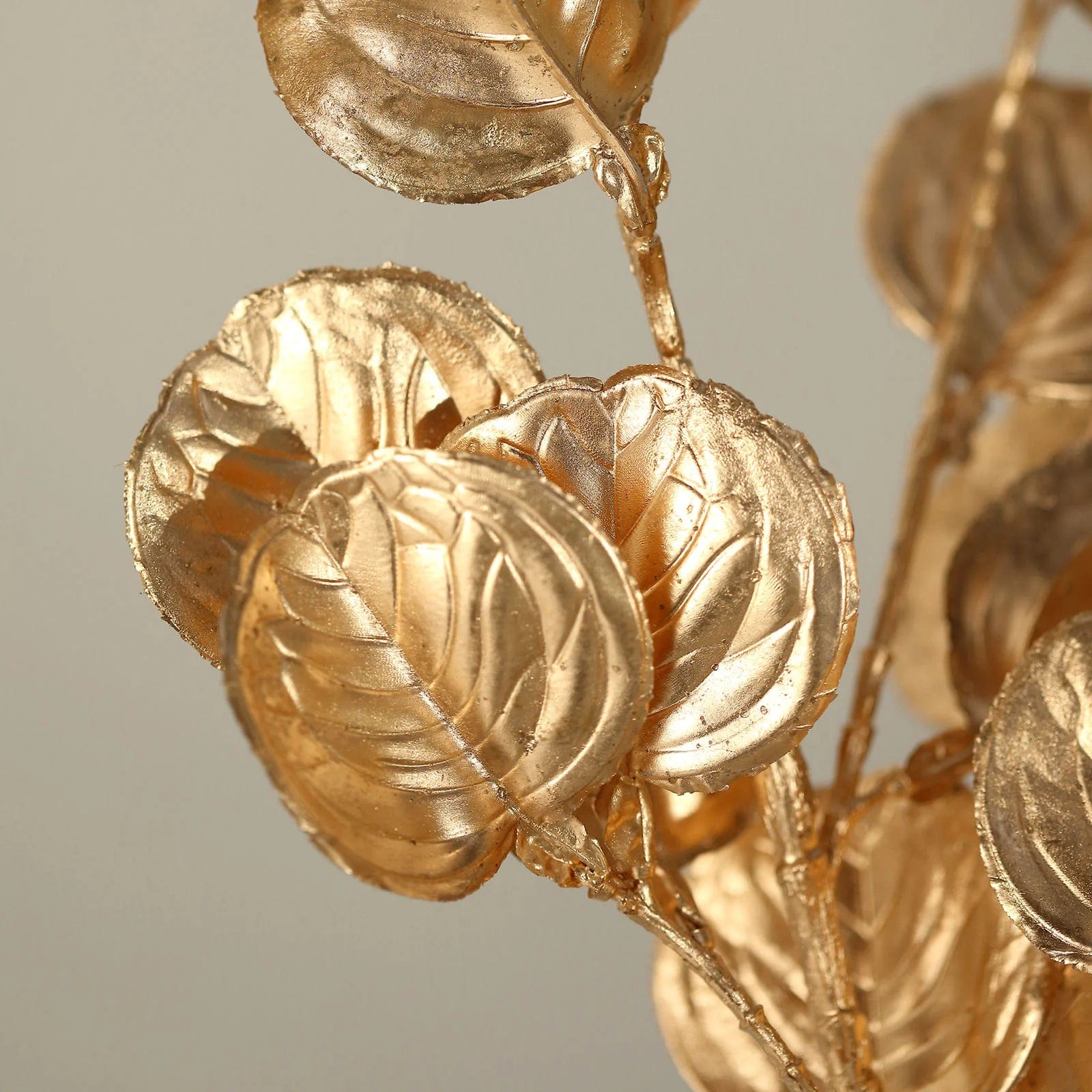 2 Pack Gold Metallic Artificial Eucalyptus Leaf Stems - 27