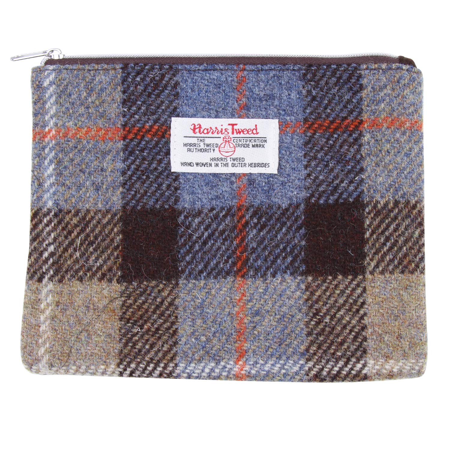Harris Tweed Plaid Tartan Zippered Cosmetic Bag - Blue Tartan Makeup Pouch for Toiletries & Travel Essentials | Perfect for Daily Use, Gym, Vacation & Gift Giving
