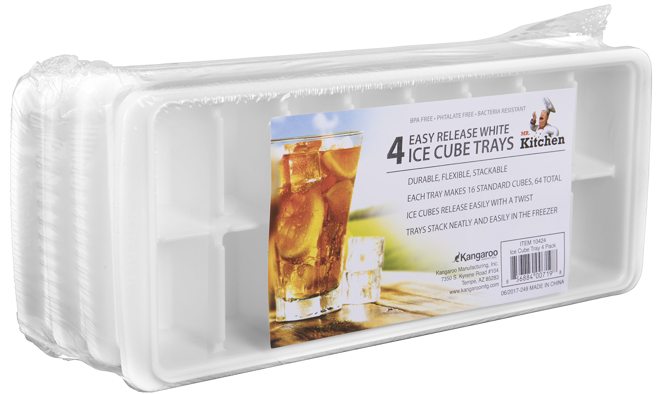 Kangaroo Ice Cube Tray (4 Pack) - BPA Free Stackable Ice Cube Molds for Freezer with Easy Release - Perfect for Cocktails, Iced Coffee, and Party Drinks