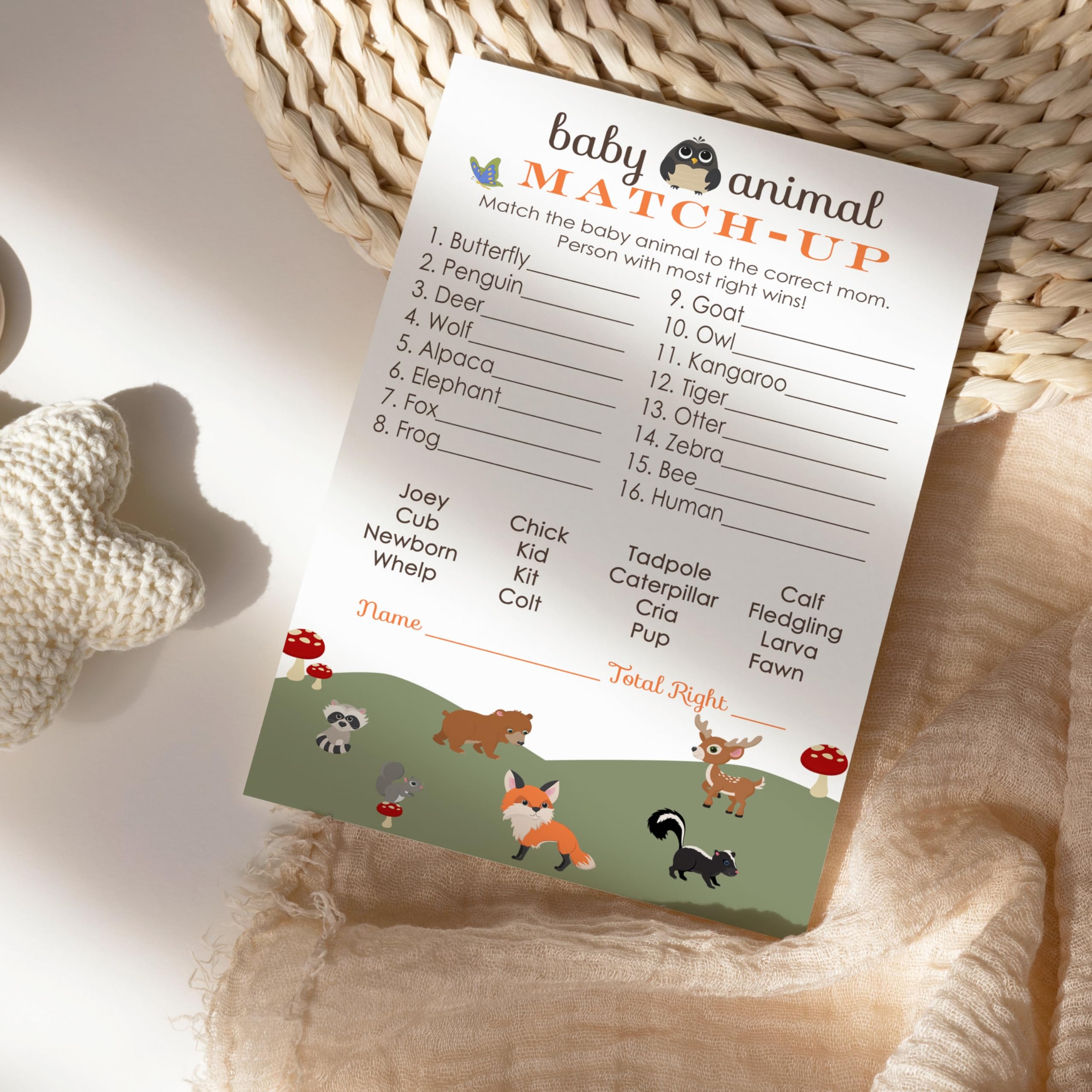 Woodland Baby Shower Games Set - 25 Gender Neutral Animal Matching Cards for Gender Reveal Party - Fun Forest Creatures Theme Activities for Boys & Girls - Perfect for Baby Showers, Birthday Parties & Family Gatherings