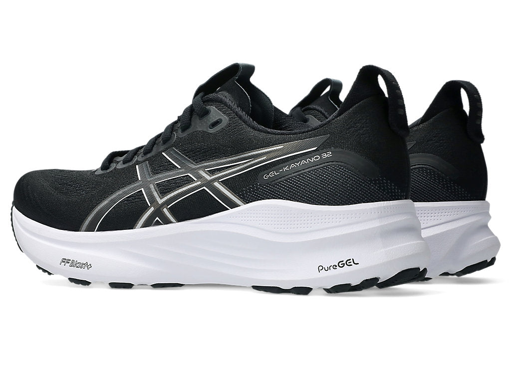 ASICS Women's GEL-Kayano 32 Wide Running Shoes - Black/White (002) - Stability & Cushion for Long Distance Running, Walking & Gym Workouts