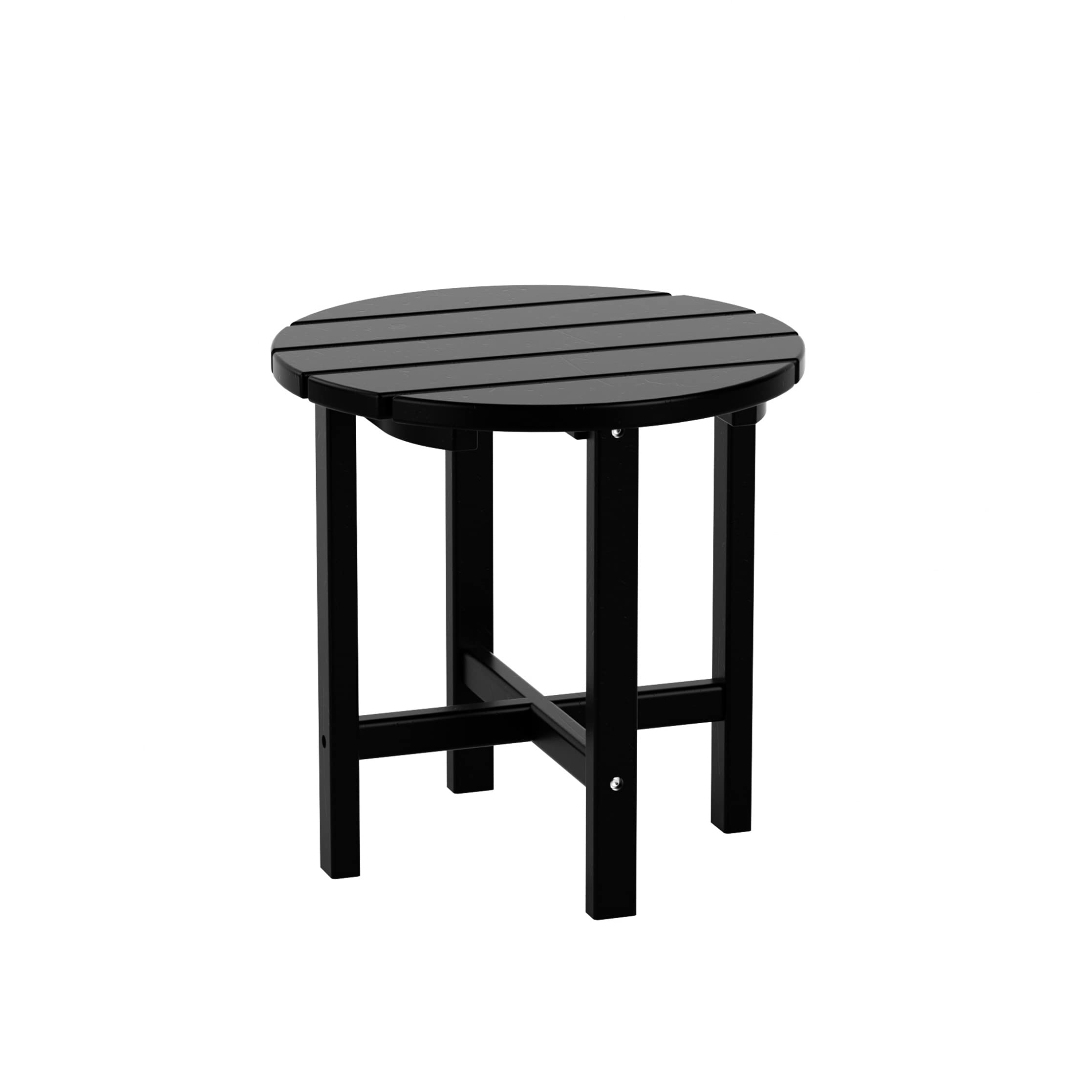 Outdoor Adirondack Chairs Set with Table - Black Poly Lumber for Patio & Garden
