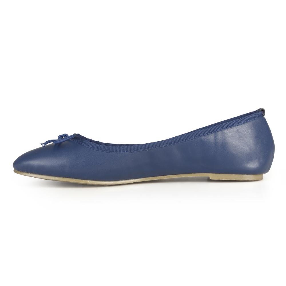 Journee Collection Women's Vika Slip On Round Toe Ballet Flats - Comfortable Dress Shoes for Women - Navy Size 9 - Perfect for Office, Casual Wear & Travel