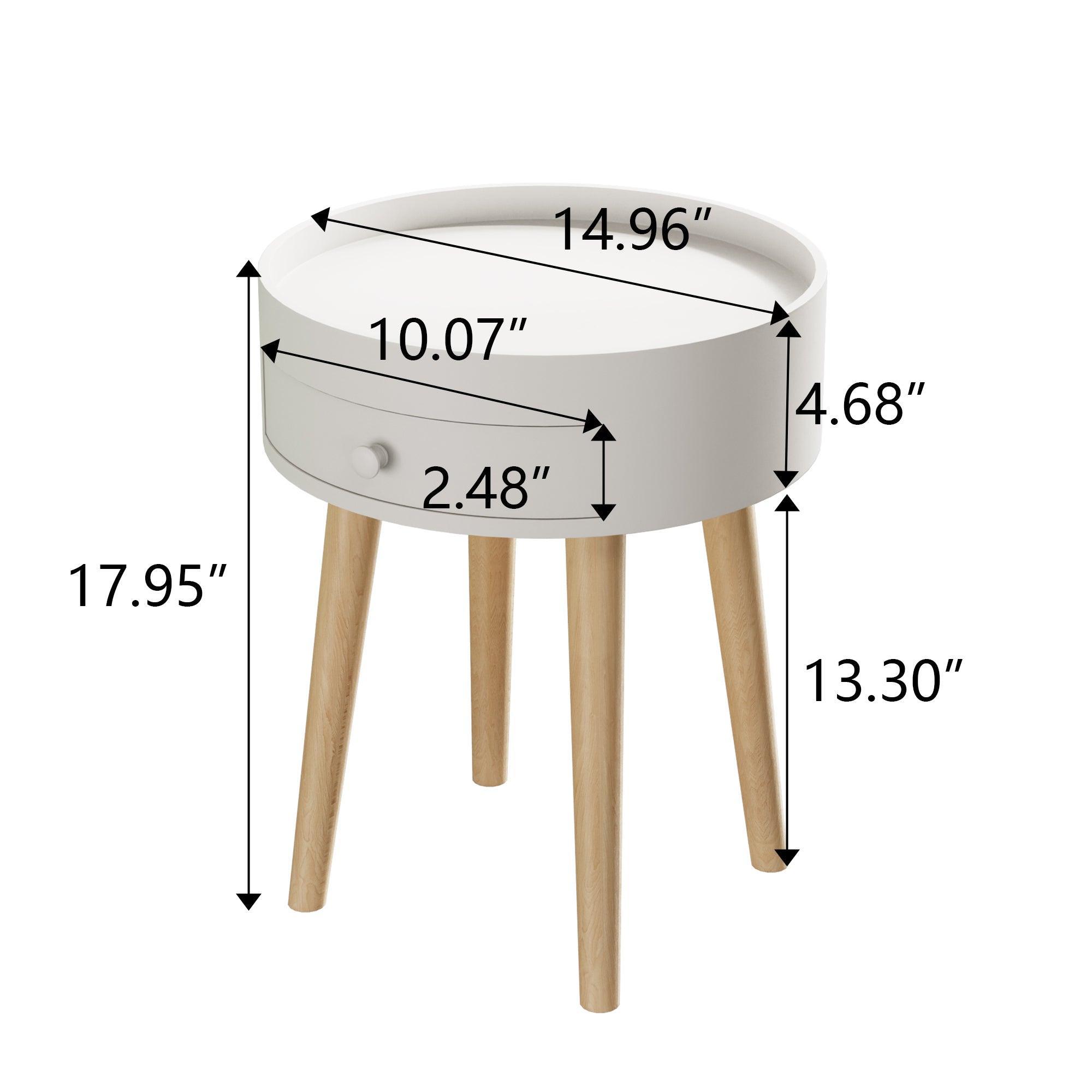 18H Nightstand with Storage Drawer & Oak Legs - Modern Bedside Table for Bedroom, Living Room | Perfect as Sofa Side Table, Coffee Table, or Night Stand for Small Spaces