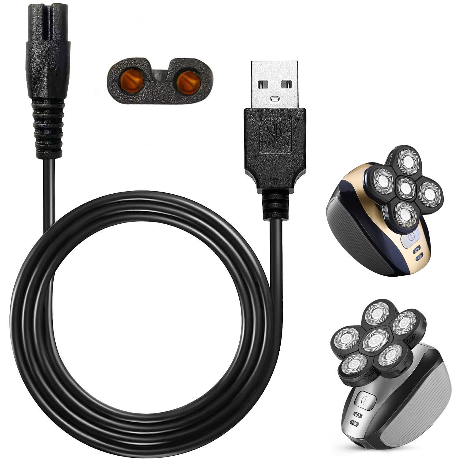 Universal Head Shaver Charger Cord - Compatible with WAHFOX & Multiple Brands Electric Shavers | USB Power Cable Replacement for Smooth Shaving at Home or Travel