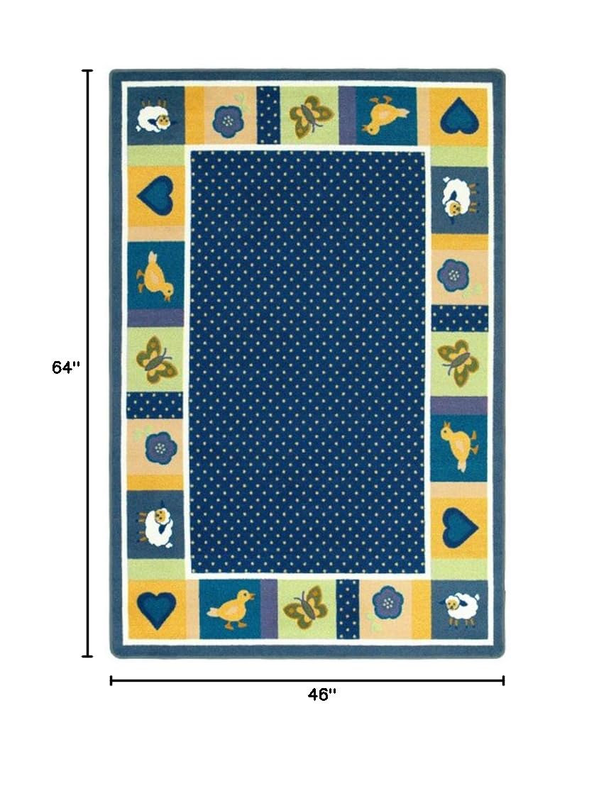 **Joy Carpets Kids Play Rug - Soft Non-Slip Nursery Carpet for Infants & Toddlers, Bold Seeing Spots Design, 3'10