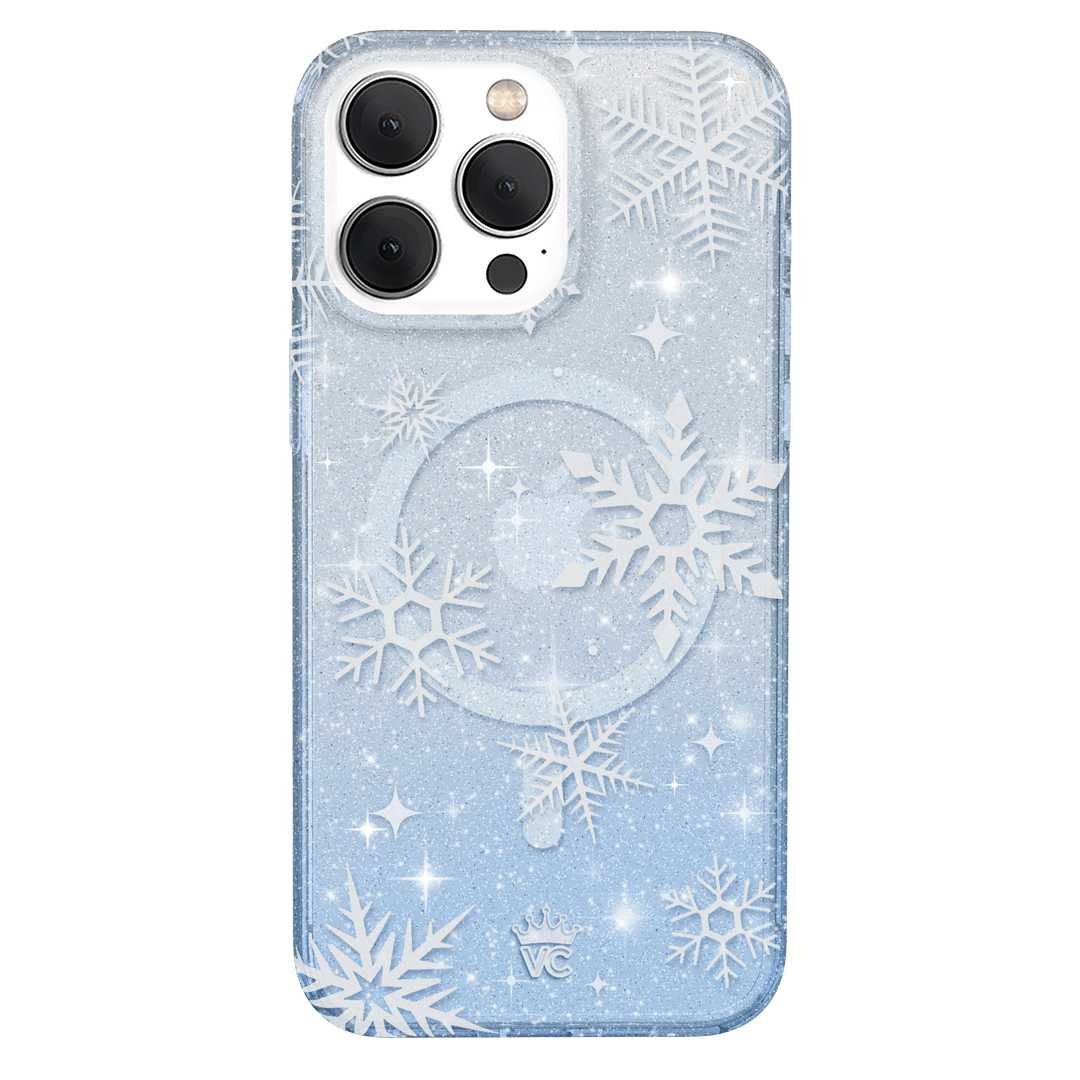 Snow Angel Glitter iPhone Case - Sparkly Protective Phone Cover for iPhone 13/14/15 - Perfect for Winter Holidays, Christmas Gifts & Festive Occasions
