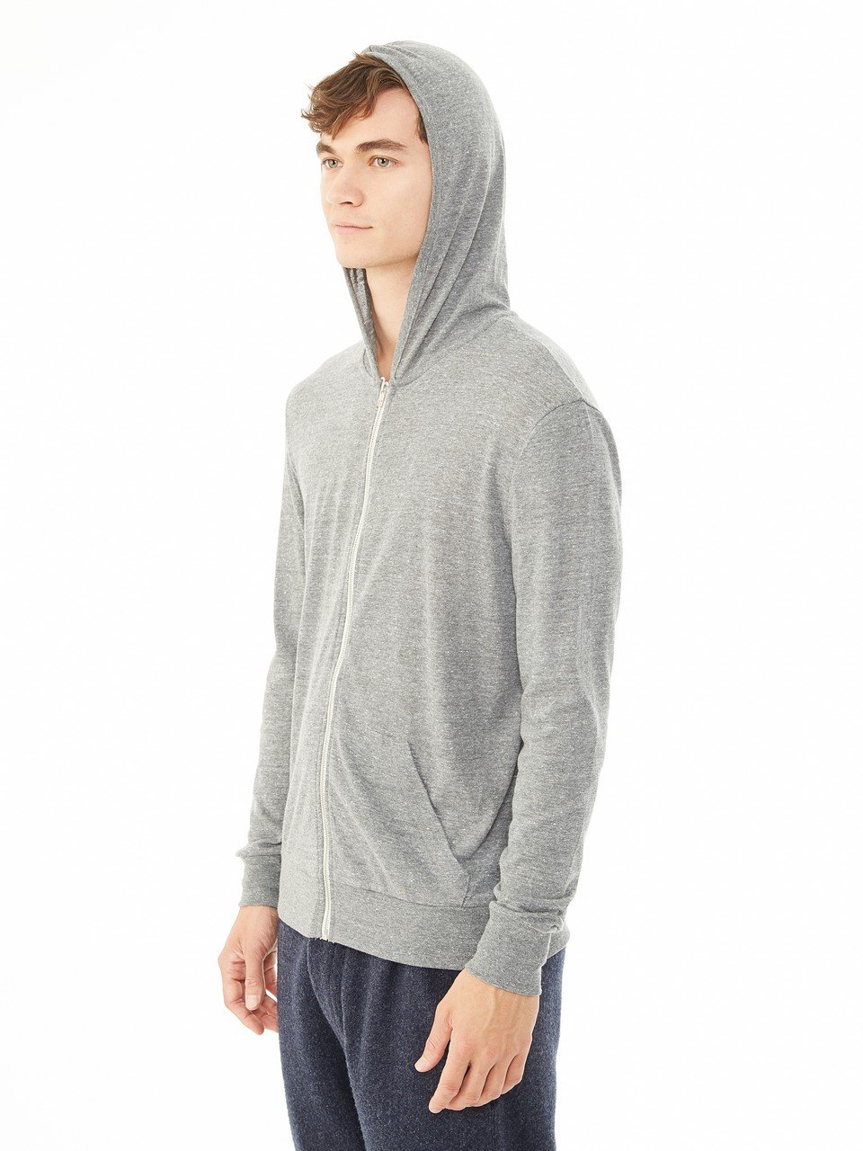 Eco-Friendly Men's Camo Zip-Up Hoodie - Sustainable Triblend Jersey Hooded Sweatshirt for Outdoor Activities & Casual Wear
