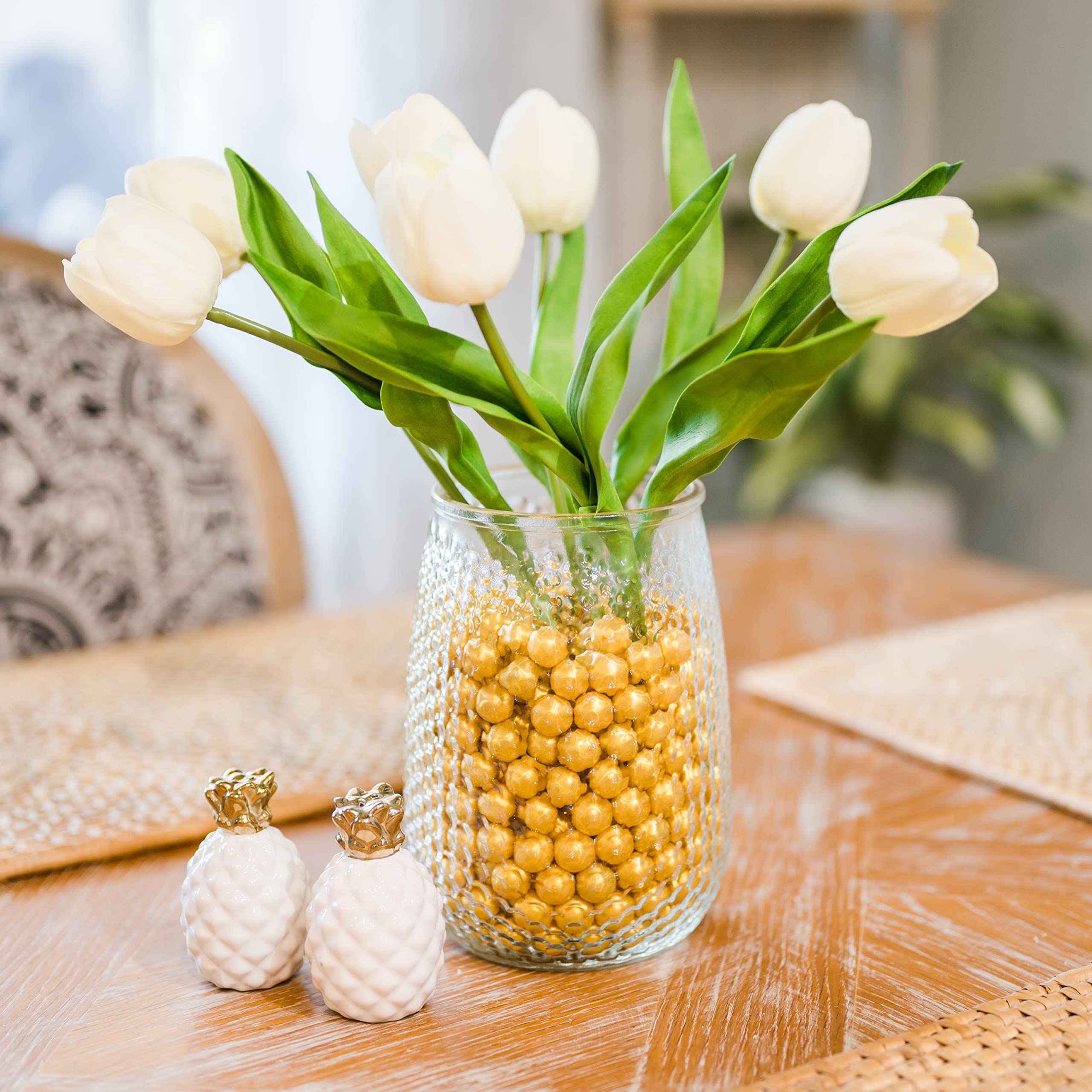Galashield Gold Glass Marbles for Vases - 5lb Bulk Vase Fillers (400pcs) | Decorative Round Glass Beads for Home Decor, Centerpieces & Floral Arrangements