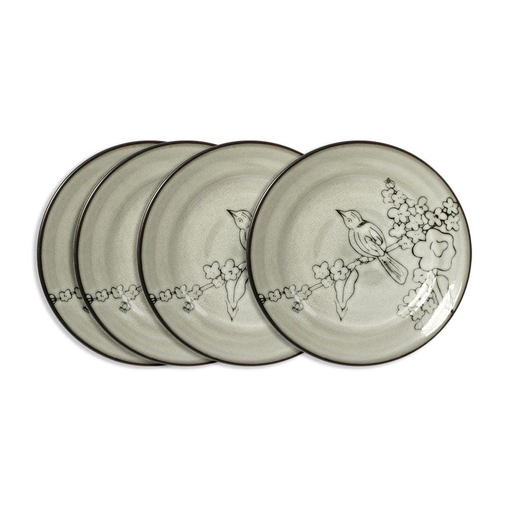 Song Bird Set of 4 Salad Plates - Floral Decorative Dinnerware for Spring & Summer Entertaining - Perfect for Picnics, Garden Parties & Casual Dining