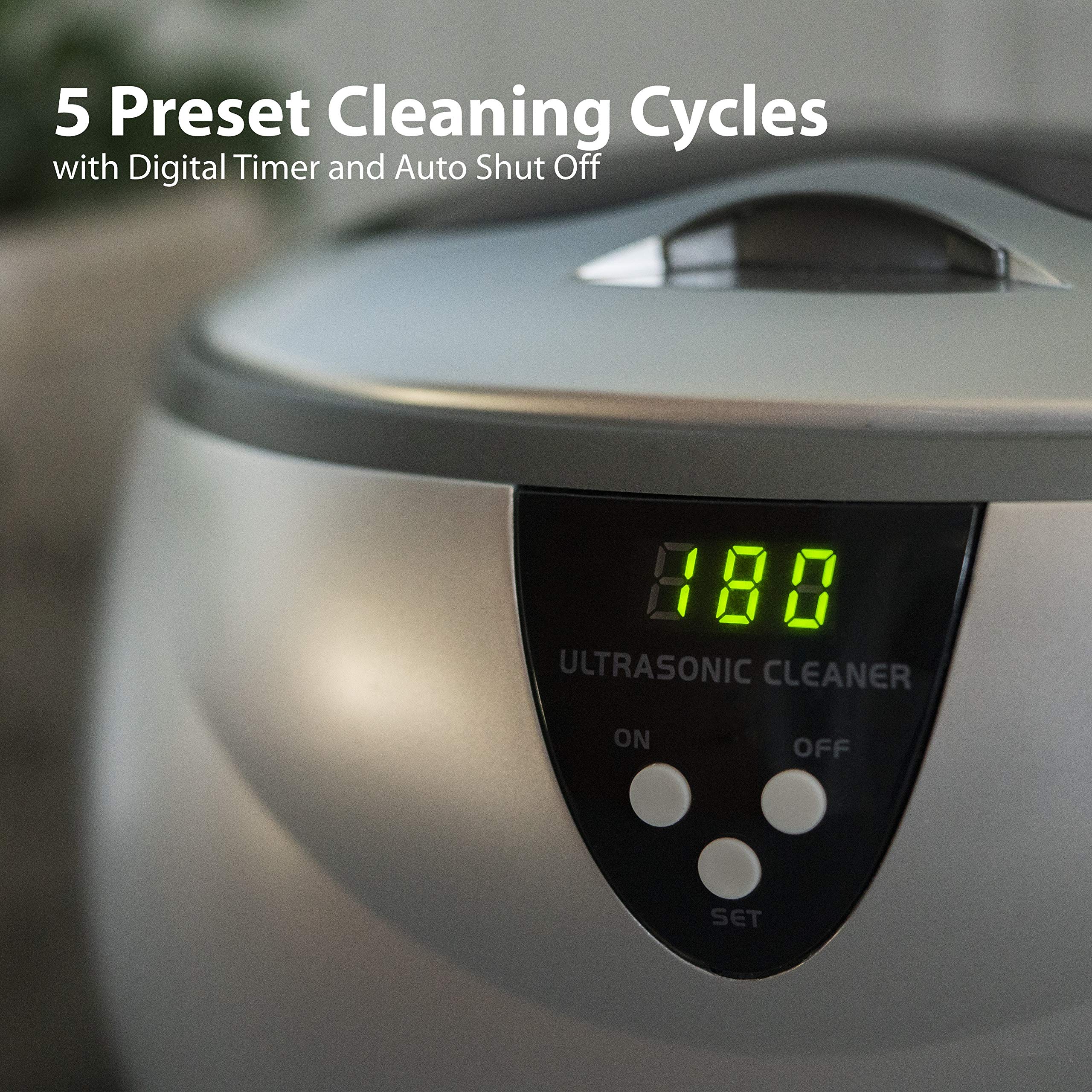 Magnasonic Ultrasonic Cleaner - 20oz Stainless Steel Tank with Digital Timer & 5 Cleaning Modes | Professional Jewelry Cleaner for Rings, Necklaces, Watches | Perfect for Eyeglasses, Dentures, Retainers & Small Metal Parts | Home & Professional Cleaning Solution