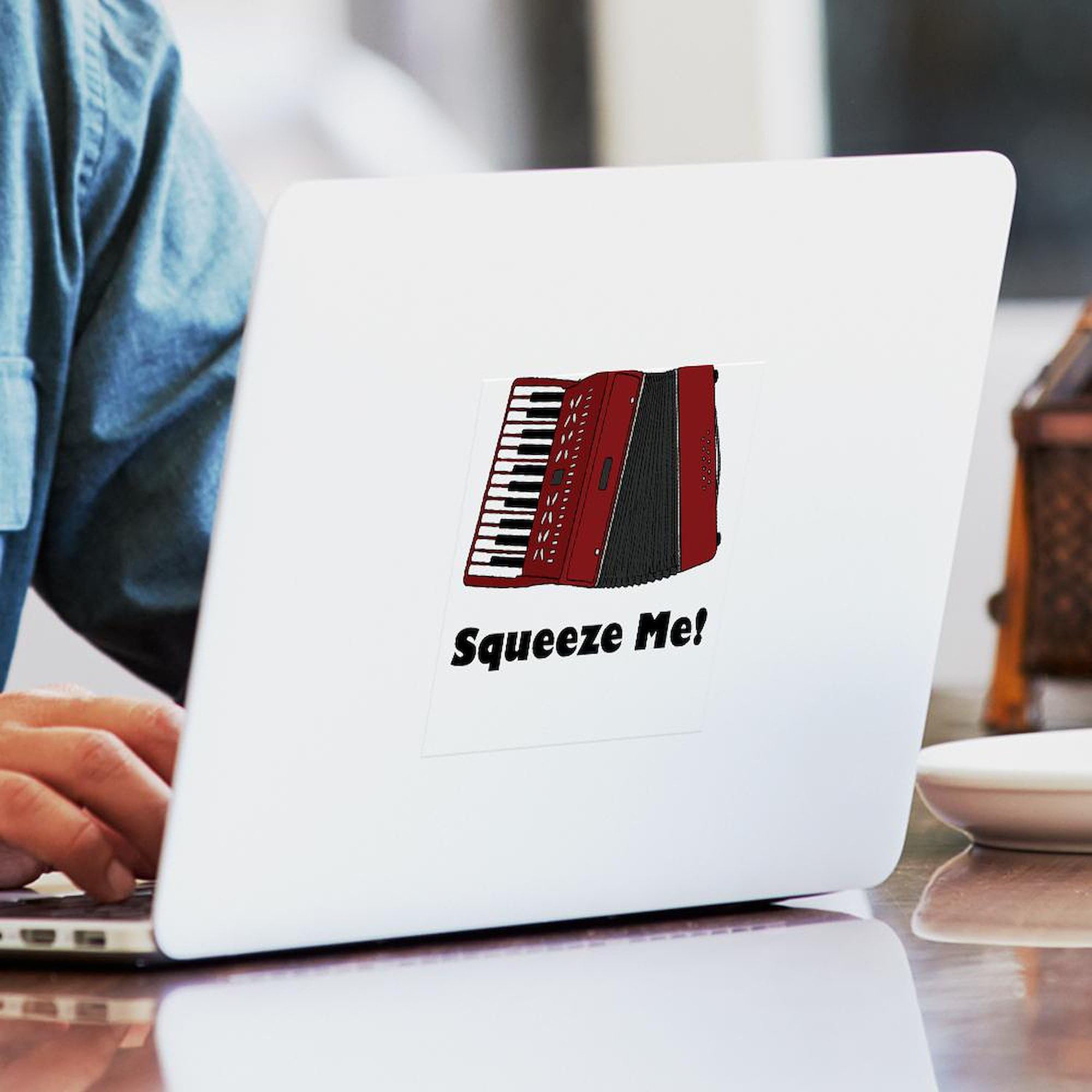Accordion Squeeze Box Square Sticker - Durable Car Bumper Decal for Vehicles, Laptops & Windows | Music Lover Gift, Band Accessories