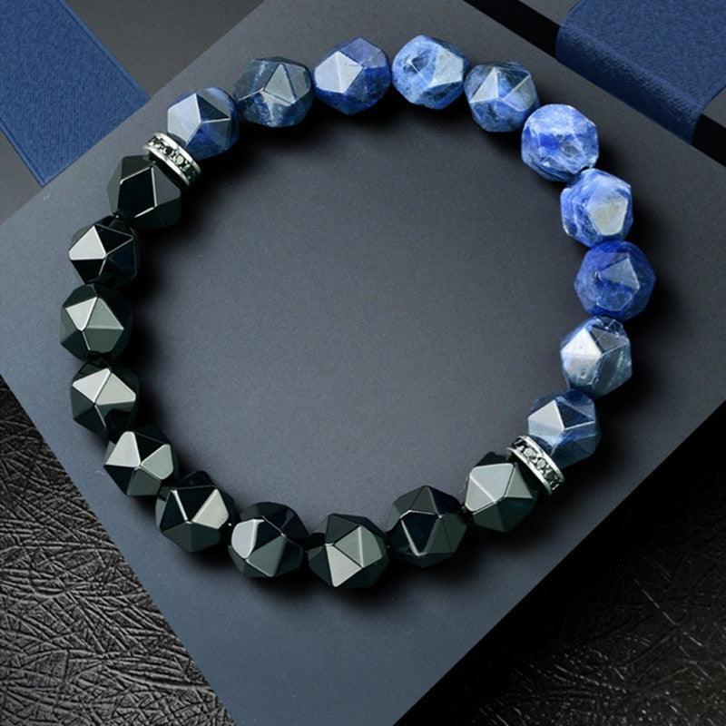 Natural Blue Stone Crystal String Bracelet for Men - Stylish & Durable Handmade Jewelry for Casual Wear, Gifts & Special Occasions