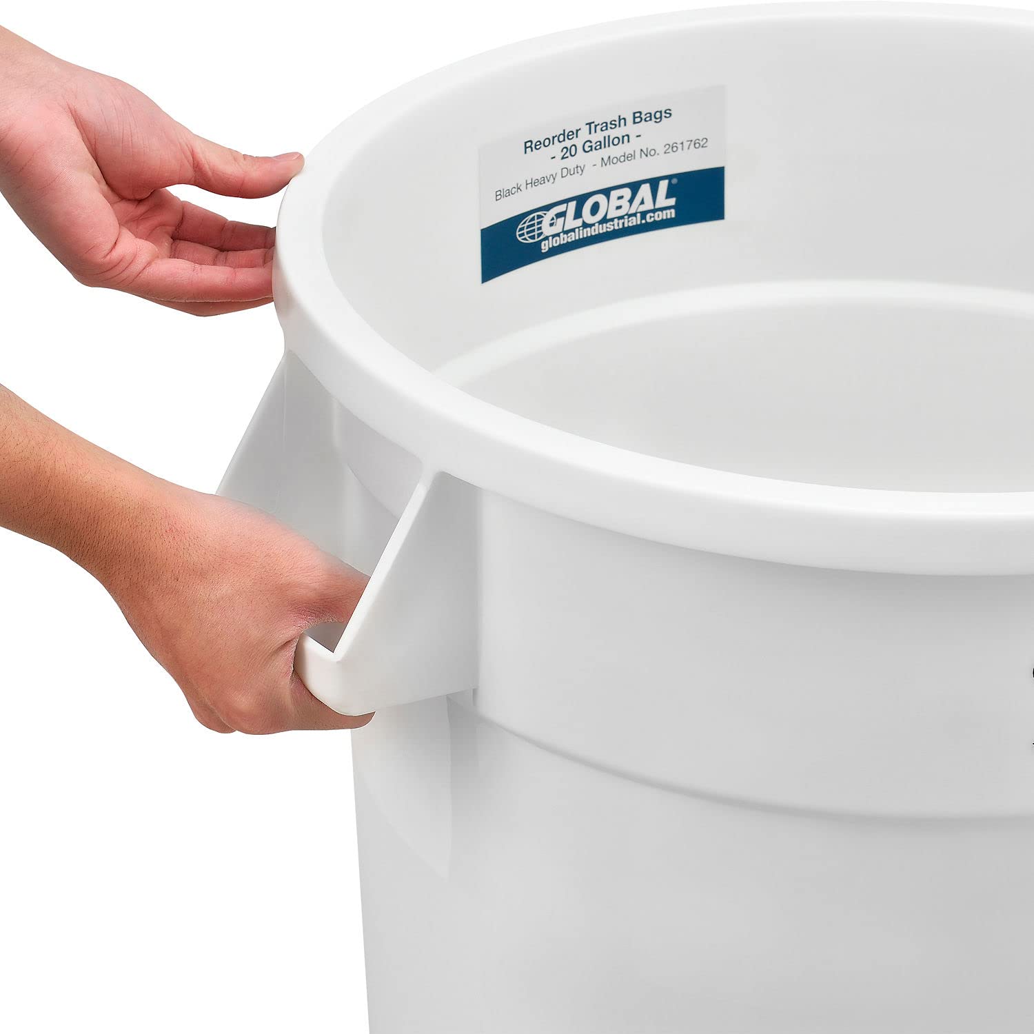 20 Gallon White Plastic Trash Can with Lid - Heavy Duty Commercial Garbage Bin for Kitchen, Office, Restaurant & Outdoor Use