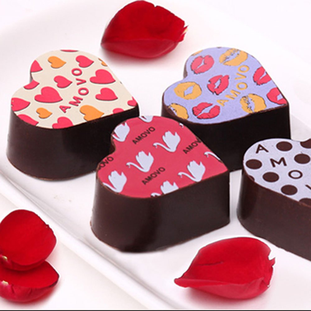 Premium Polycarbonate Chocolate Transfer Sheet Mold - Heart Shaped DIY Candy Making Tool for Handcrafted Chocolates, Baking Decorations & Valentine's Gifts (19325) | Perfect for Home Baking, Professional Confectionery & Romantic Gift Packaging