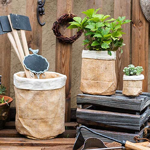 Rustic Reach Paper Bag Style Concrete Garden Pot - Decorative Planters for Indoor & Outdoor Plants, Succulents, Flowers - Perfect for Patio, Balcony, and Home Decor