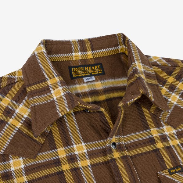 Iron Heart IHSH 372 Ultra Heavy Flannel Western Shirt - Brown Crazy Check Plaid for Men | Durable Workwear & Outdoor Adventure Shirt