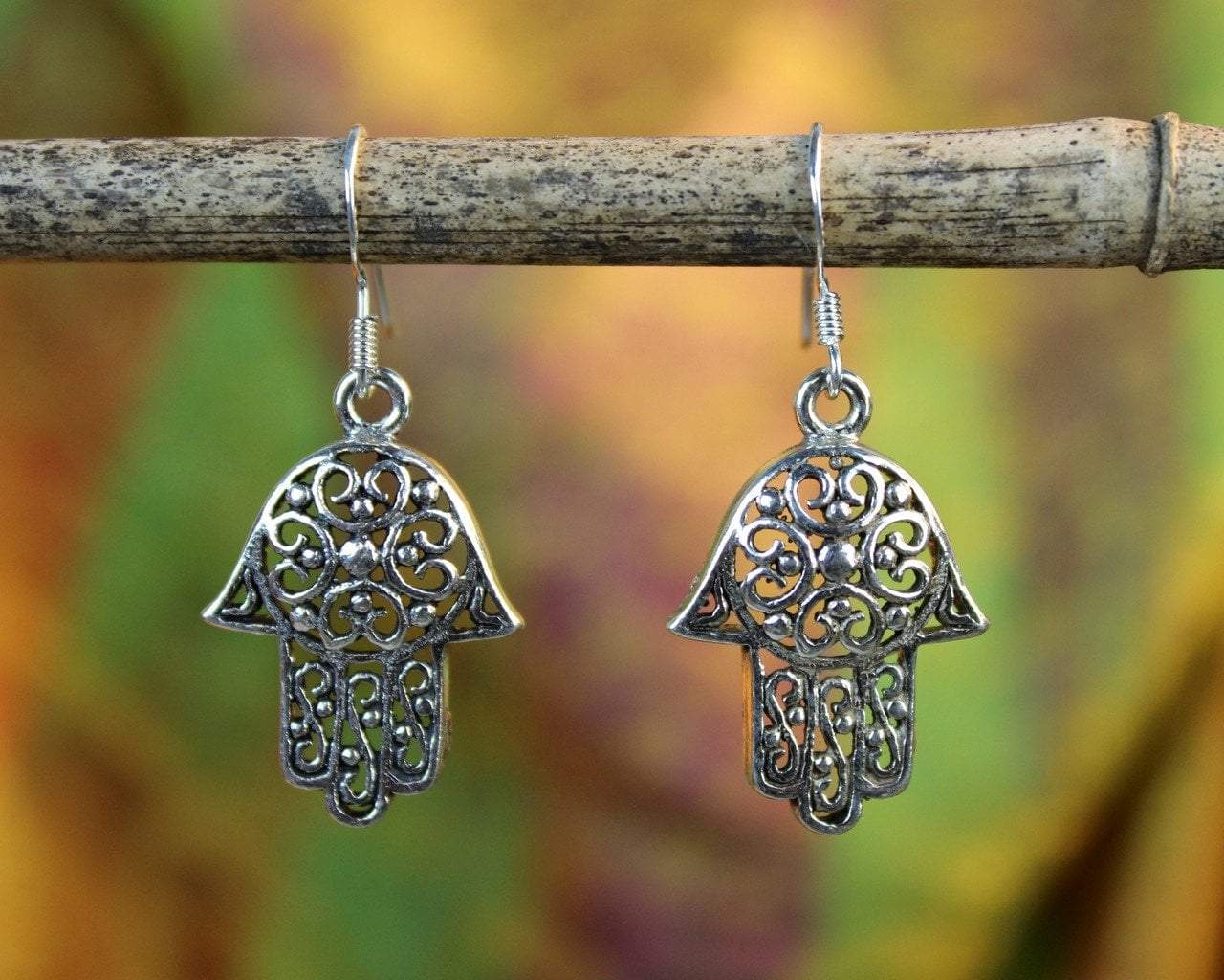 Hamsa Enlightenment Earrings for Women - Spiritual Protection Jewelry, Hand of Fatima Dangle Earrings for Yoga, Meditation & Boho Fashion