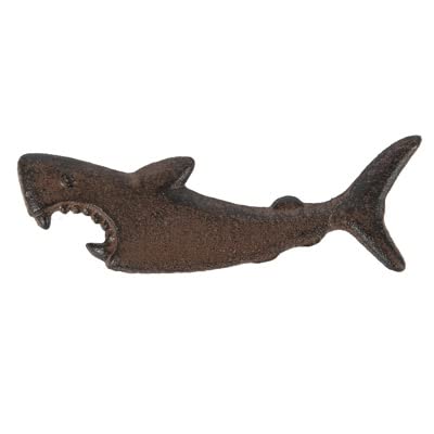 Premium Cast Iron Shark Bottle Opener - Rustic Durable Metal Beer Bottle Cap Lifter - Perfect for Beach Parties, BBQ, and Man Cave Decor