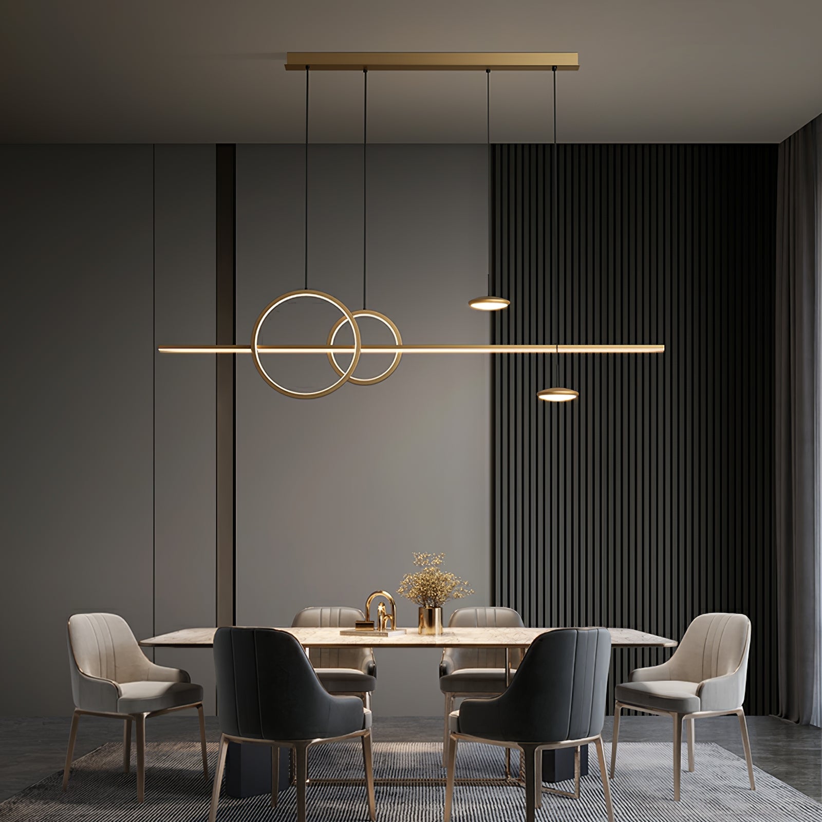 Modern Geometric Shape Chandelier - Sleek LED Ceiling Light Fixture for Dining Room, Living Room & Bedroom | Energy Efficient Contemporary Lighting for Home Decor