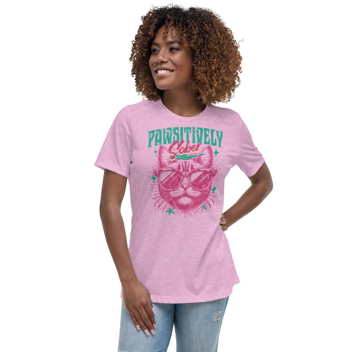 Relaxed Pawsitively Sober T-Shirt for Women - Soft Comfort Fit Tee with Inspirational Message | Perfect for Sober Living, Recovery Support & Casual Everyday Wear