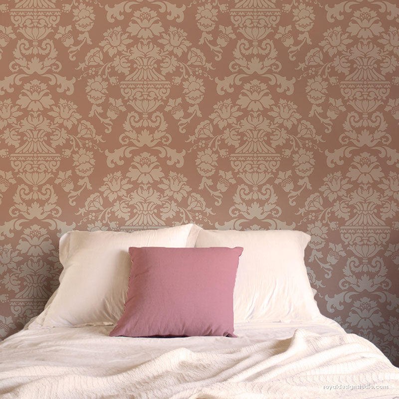Encantada Damask Stencil - Reusable DIY Wall Stencils for Painting, Home Decor, and Crafts | Perfect for Furniture, Walls, and Fabric Projects