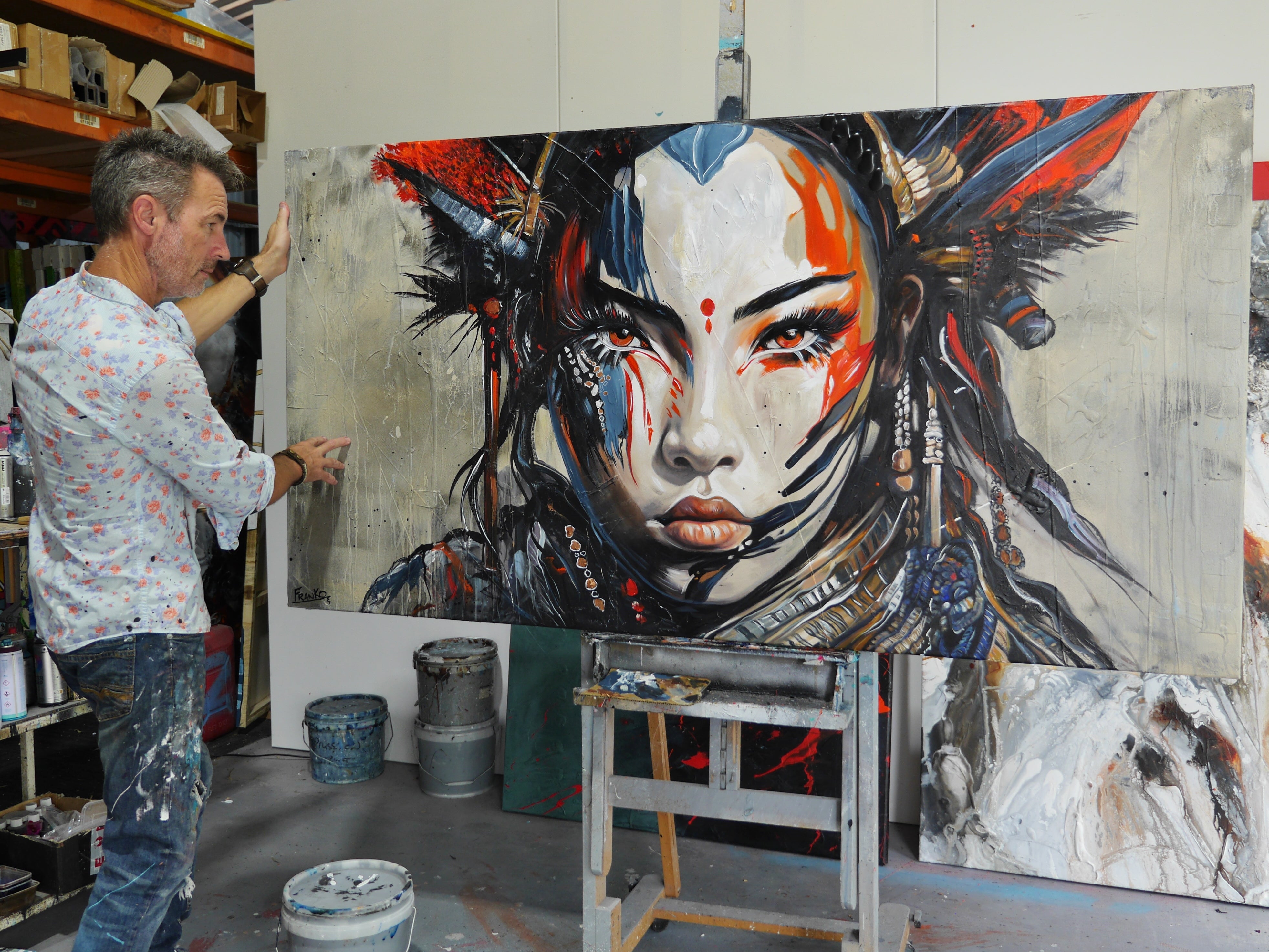Musashi 190x100cm Abstract Textured Framed Wall Art - Brave & Beautiful Modern Painting for Living Room, Bedroom, Office Decor