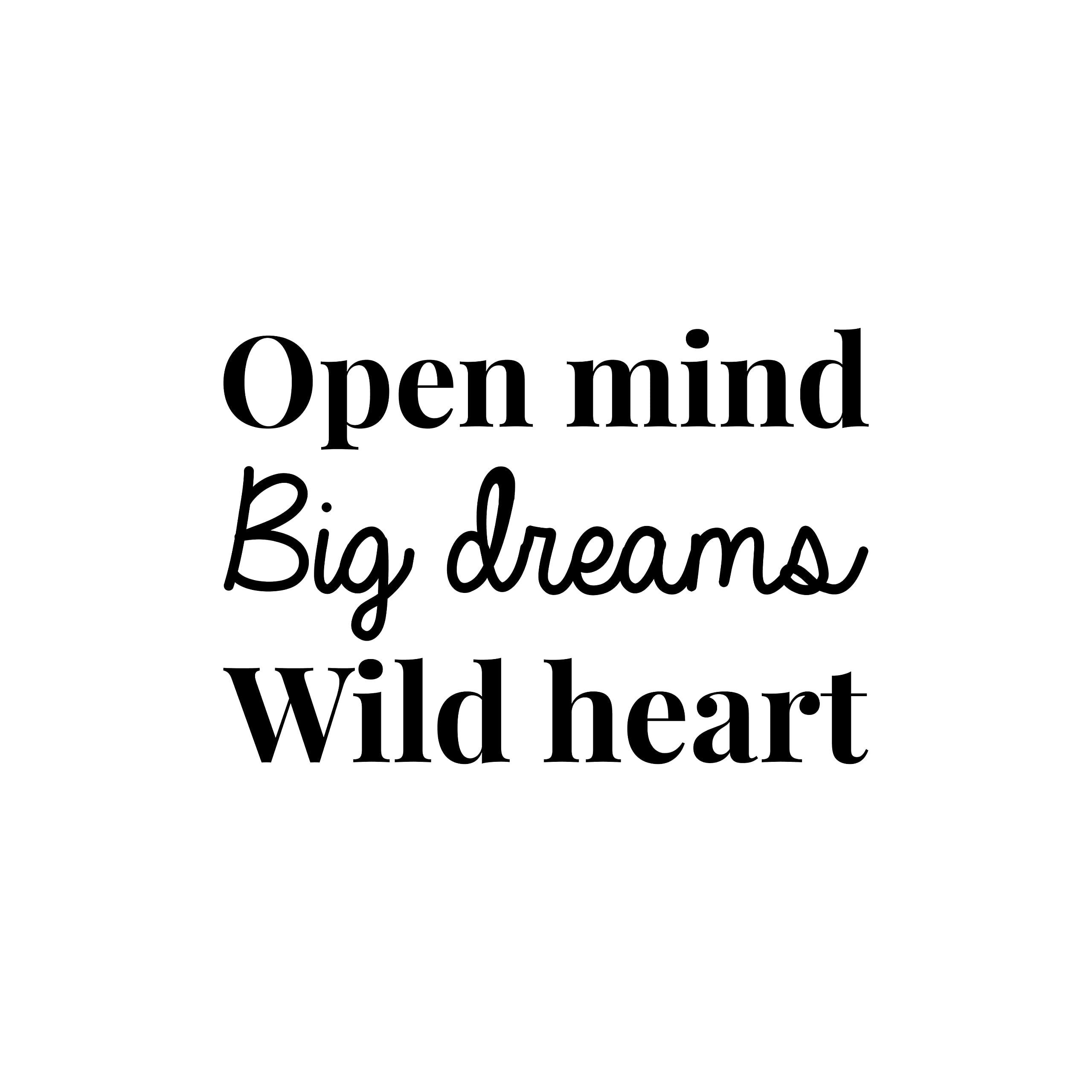 Vinyl Wall Art Decal - Open Mind Big Dreams Wild Heart - 12.5