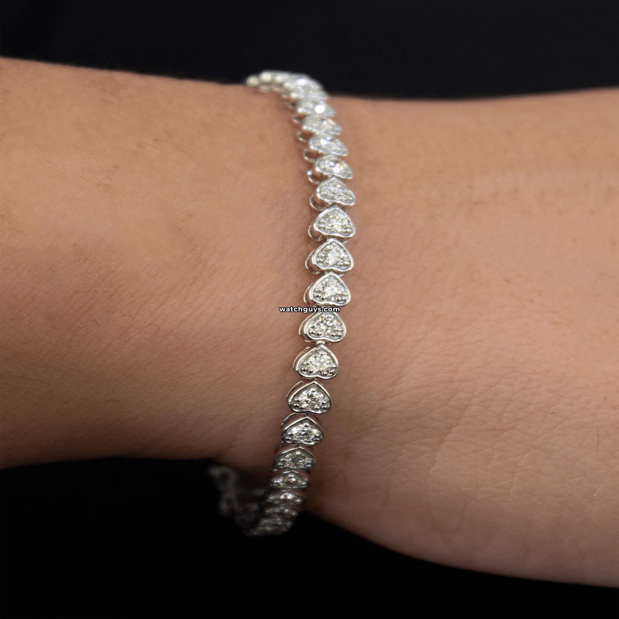 14k White Gold Heart Diamond Tennis Bracelet for Women - Elegant Gift for Valentine's Day, Anniversary & Special Occasions