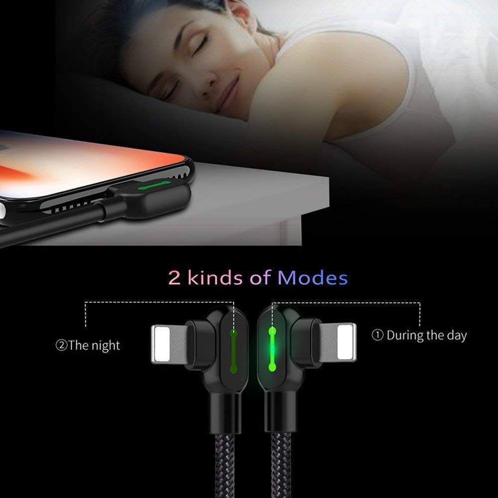 McDodo 90 Degree Right Angle USB C Cable 6FT - Fast Charging Nylon Braided Sync Data Cord for iPhone 14/13/12/11 Pro Max - 3 Pack Black - Perfect for Gaming, Travel & Night Charging