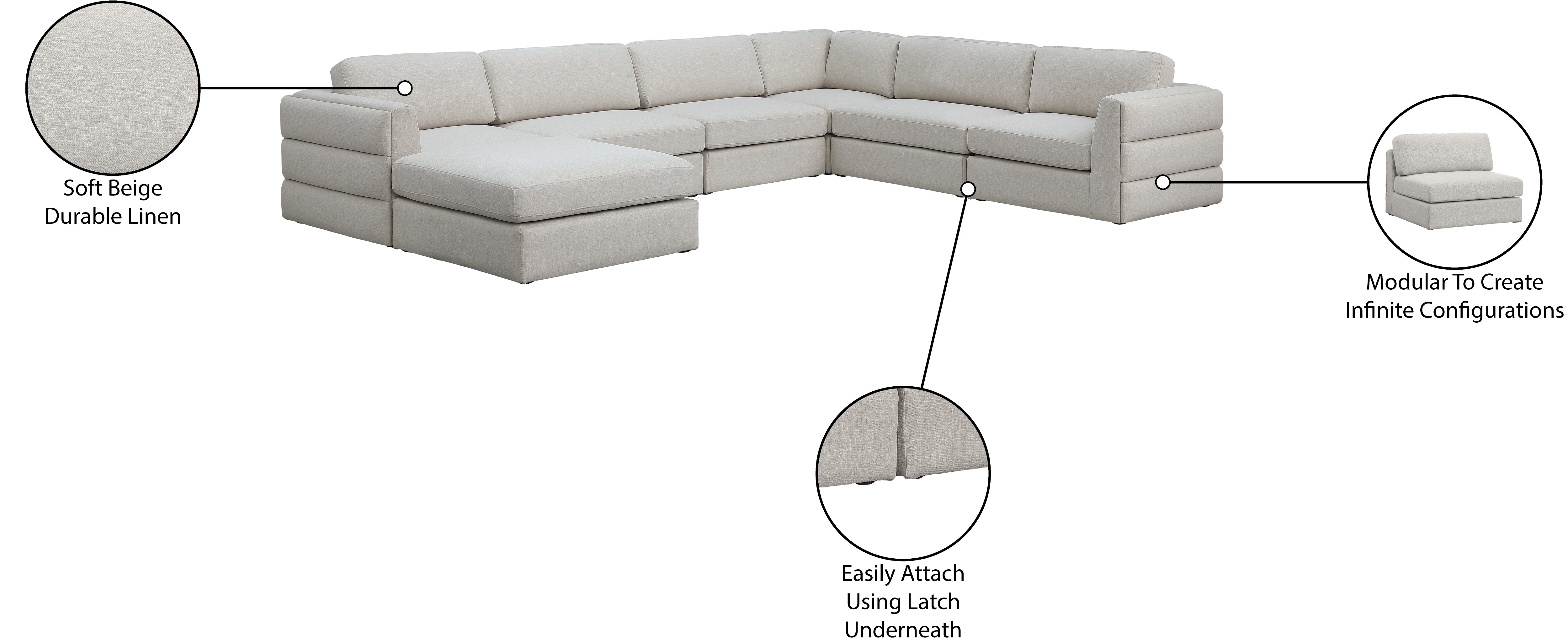 Beckham Durable Linen Textured Fabric Modular Sectional Sofa - Modern Living Room Furniture for Home, Office & Lounge Comfort