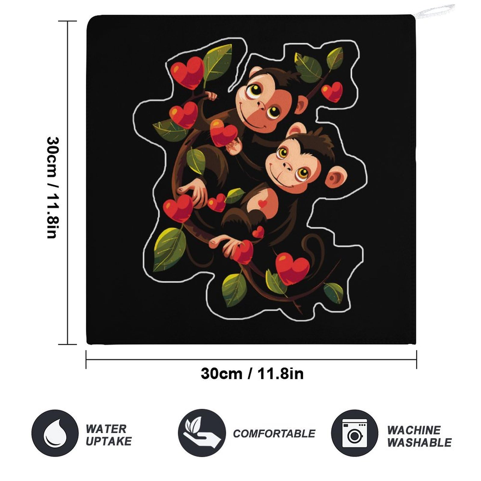 Soft & Absorbent Mama Monkey Hand Towel - Premium Bath Washcloth with Hanging Loop for Travel, Home & Bathroom (1PC) - Perfect for Baby Care, Gym & Spa Use