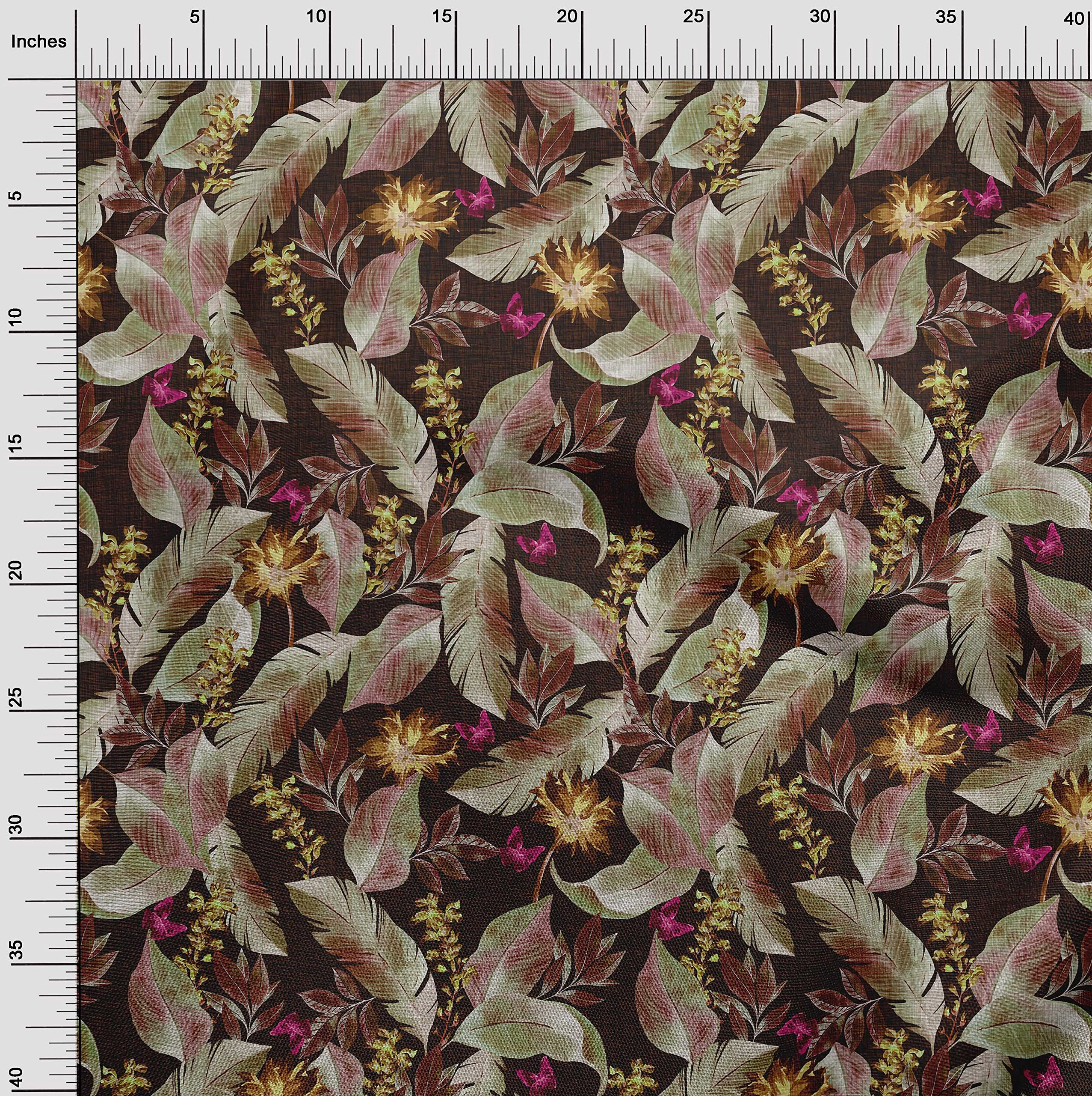 Premium Cotton Poplin Twill Fuchsia Pink Fabric - 56 Inch Wide Tropical Print Dress Material by The Yard | Perfect for Summer Dresses, Skirts & DIY Fashion Projects