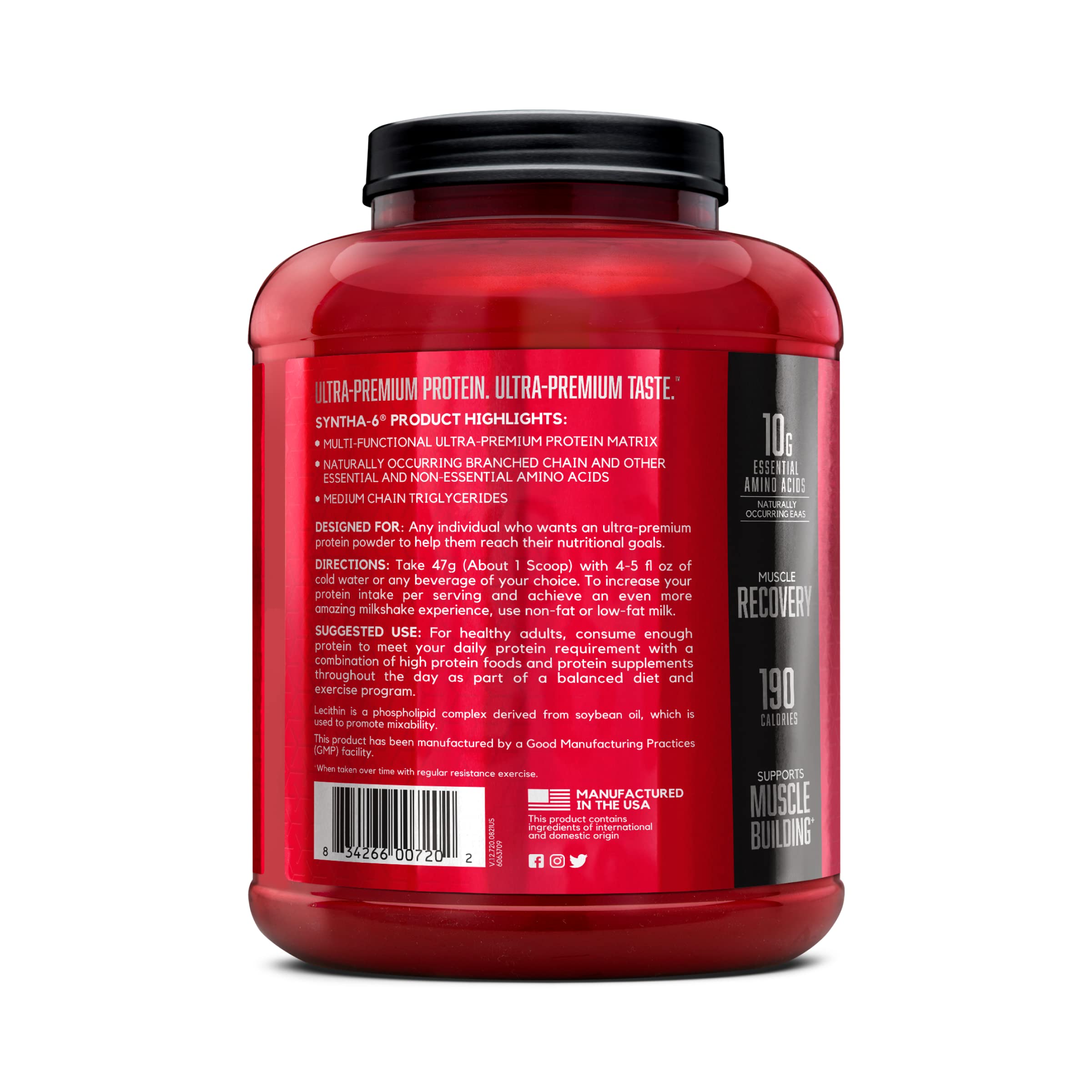 BSN SYNTHA-6 Whey Protein Powder with Micellar Casein & Milk Protein Isolate - Chocolate Milkshake Flavor, 48 Servings (Packaging May Vary) | Premium Muscle Recovery & Post-Workout Nutrition for Athletes & Fitness Enthusiasts
